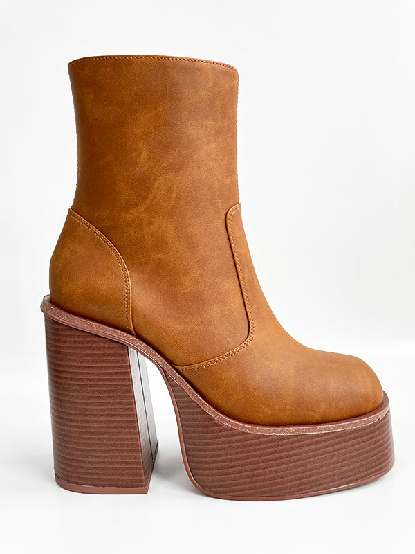 Brown platform booties hotsell