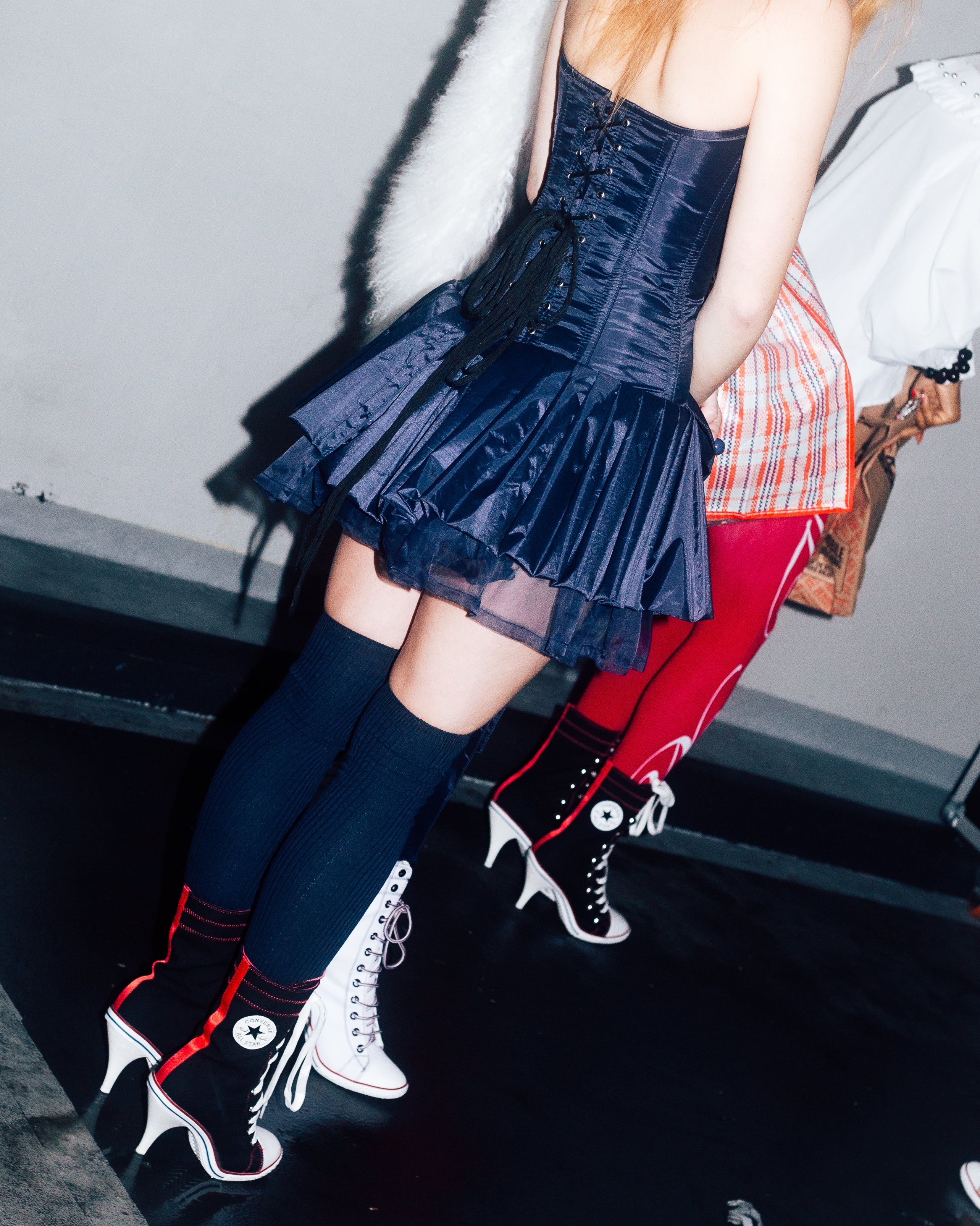 Taffeta Corset Bow front Mini-Dress