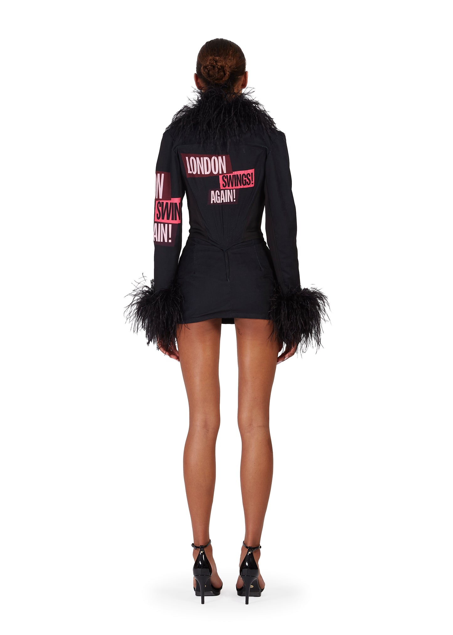 Corset Jacket with Feather Trim