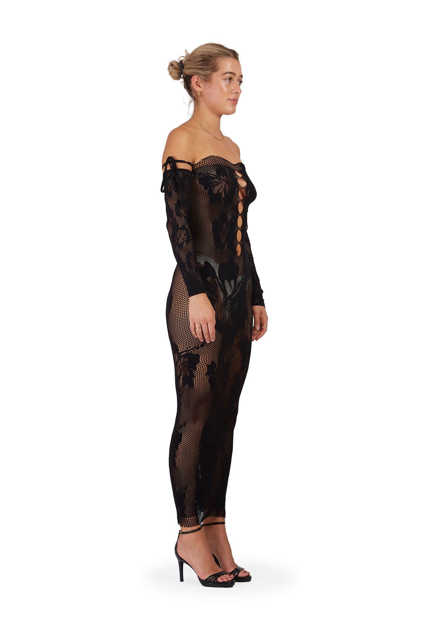 Hibiscus Black Maxi Dress