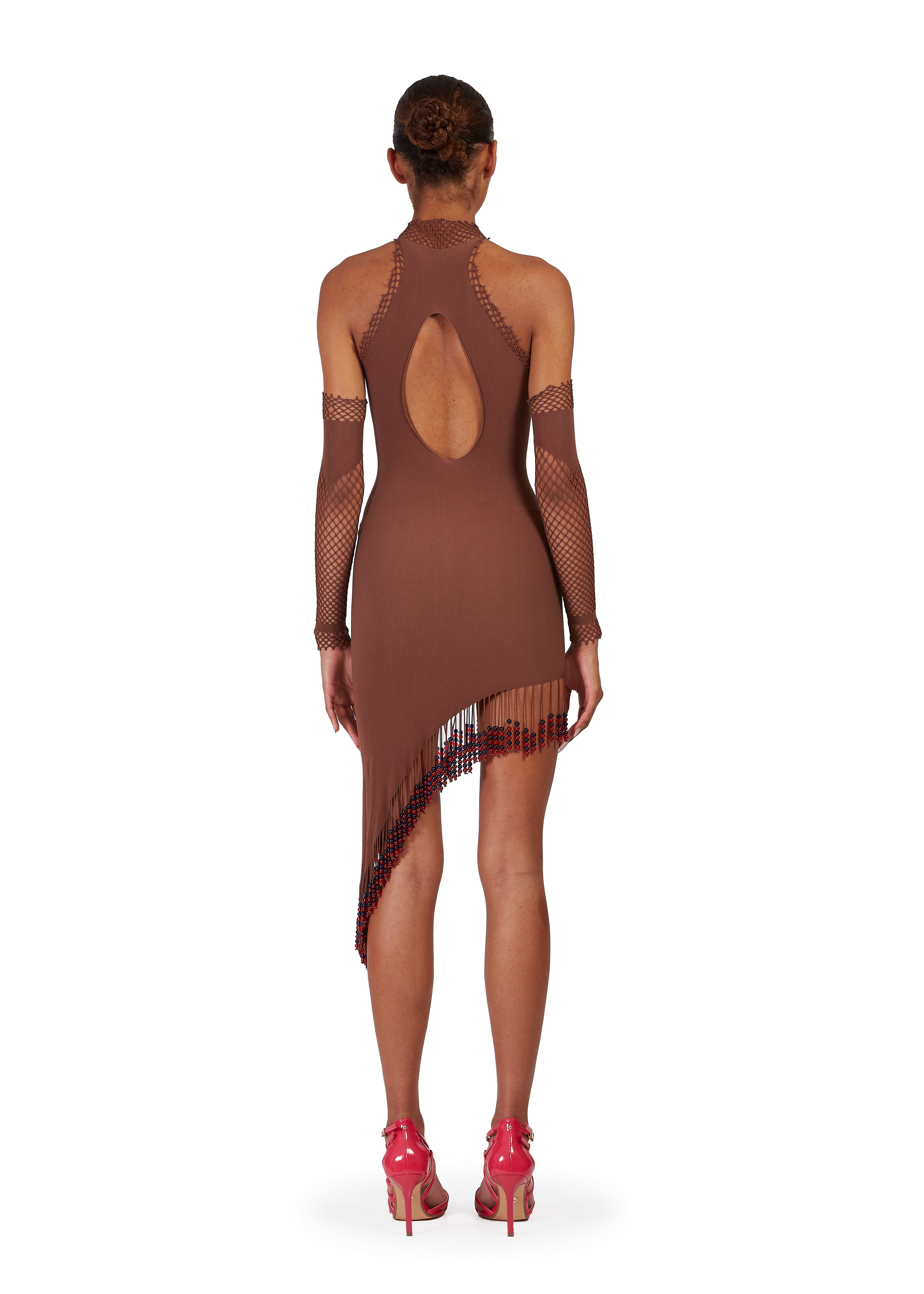 Distressed Union-Jack Beaded Dress with Gloves