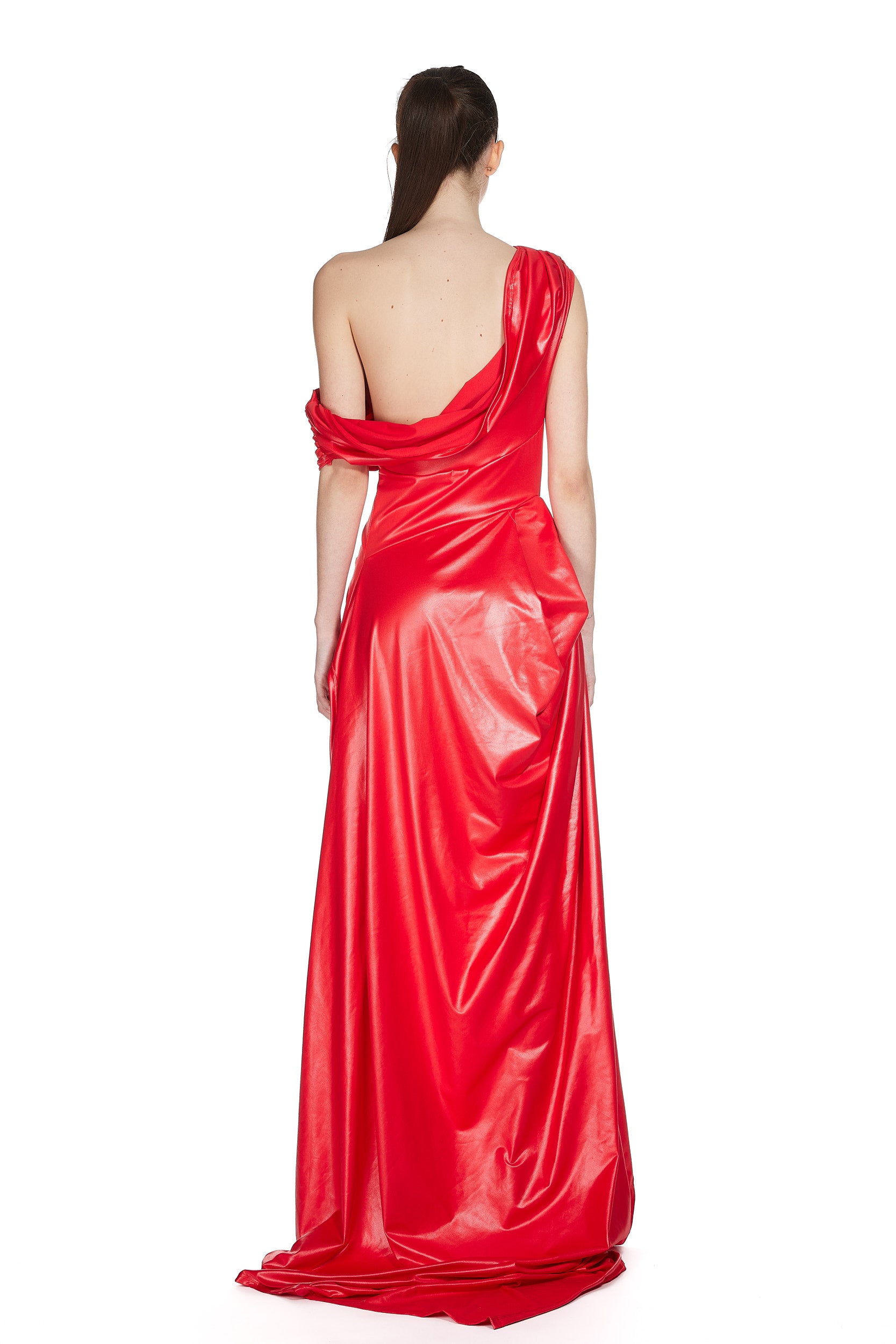 Red- Draped Hacienda Dress