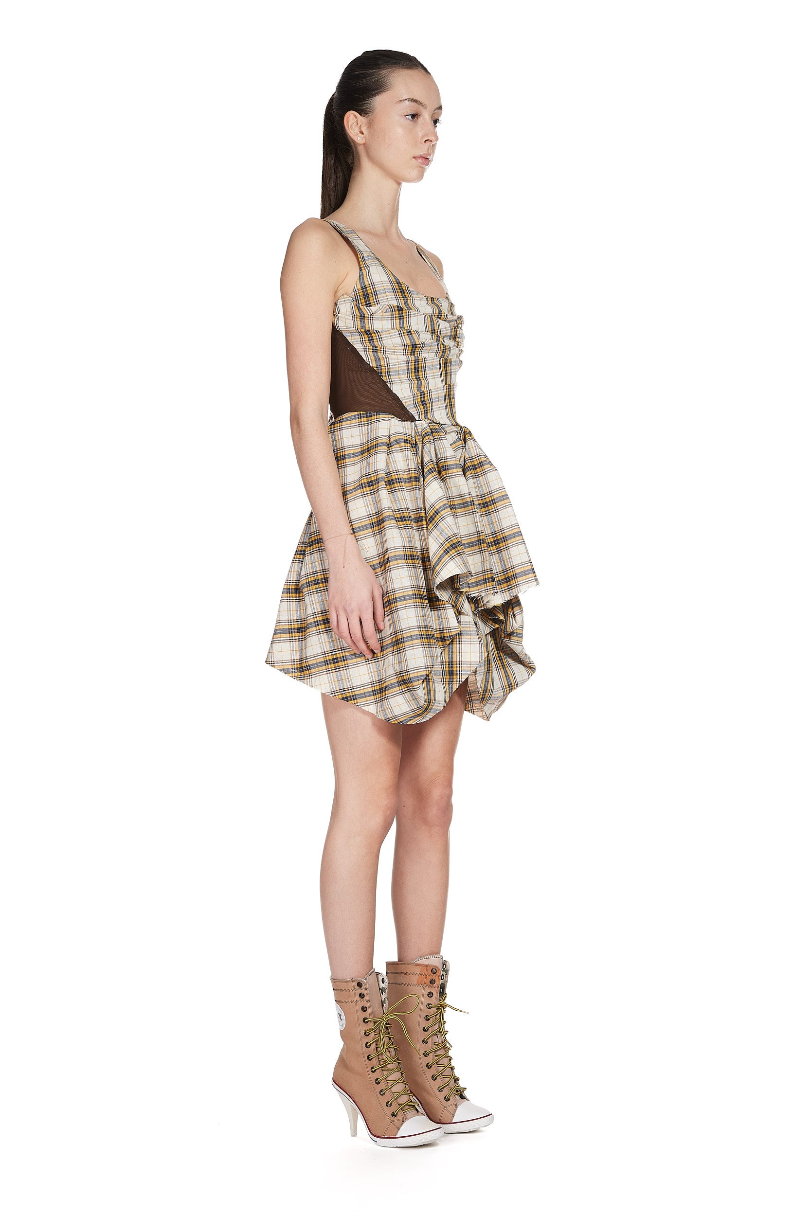 Tartan Draped Dress with In-Built Corset
