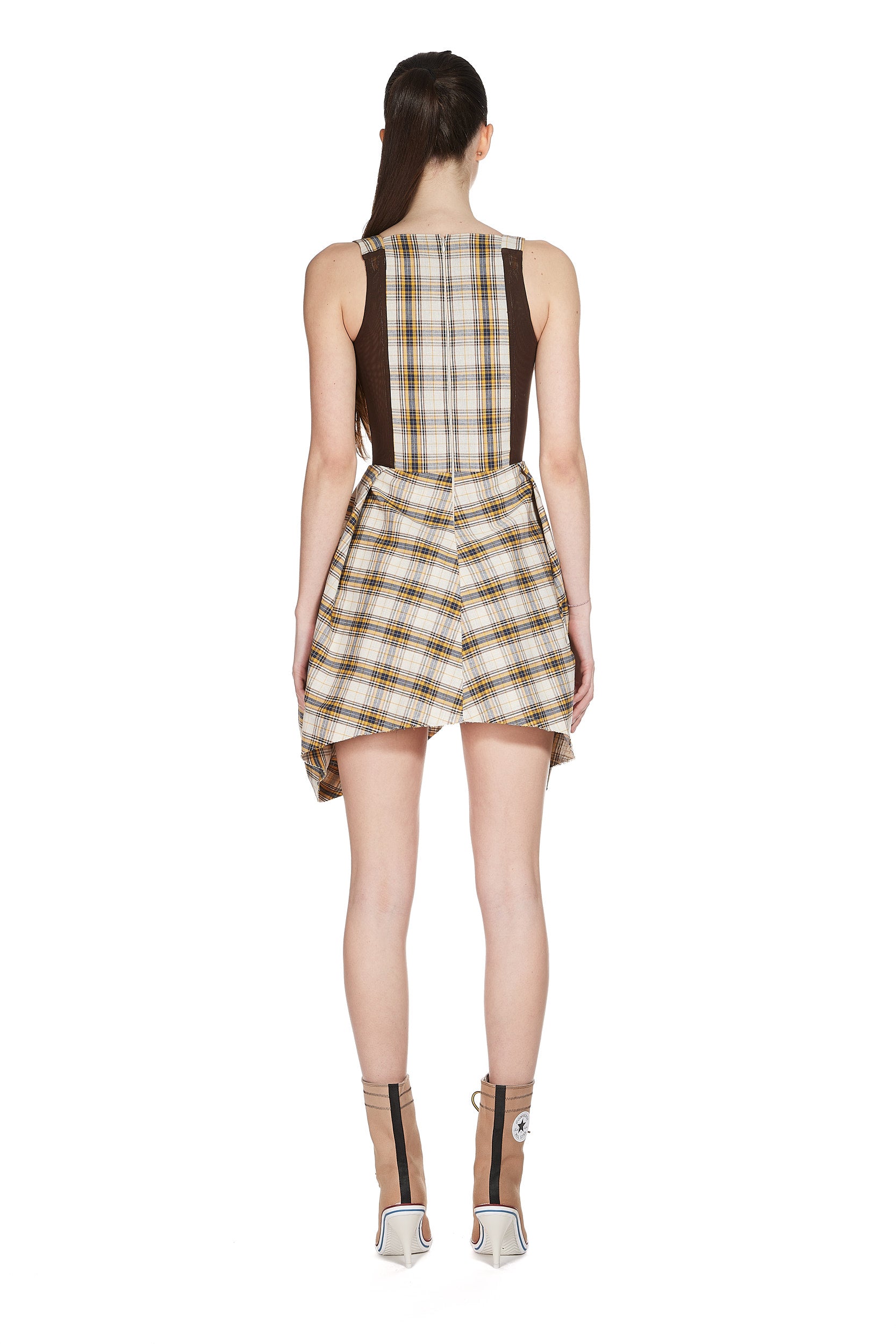 Tartan Draped Dress with In-Built Corset