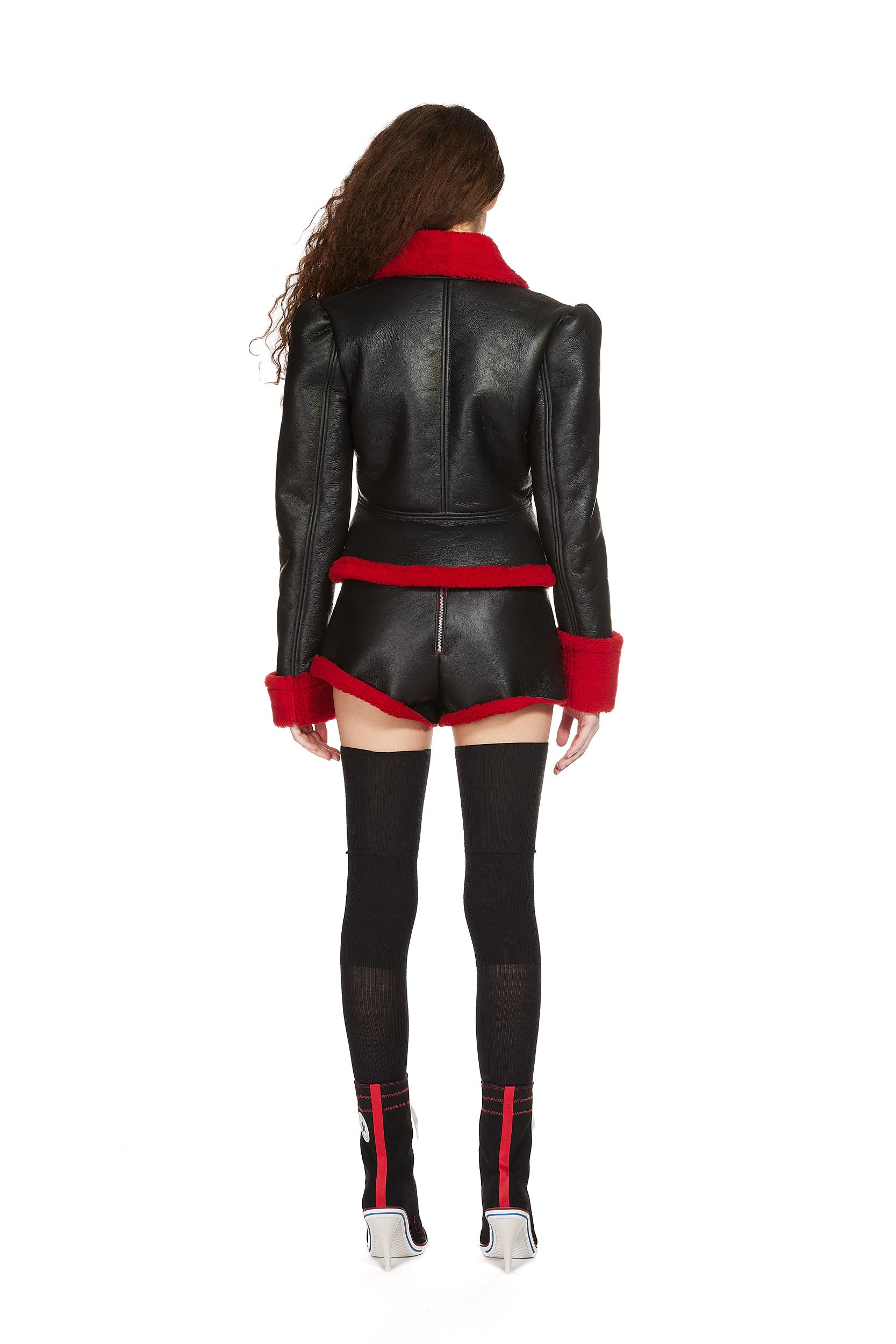 Shearling Leather Hot-Pants with Button up front