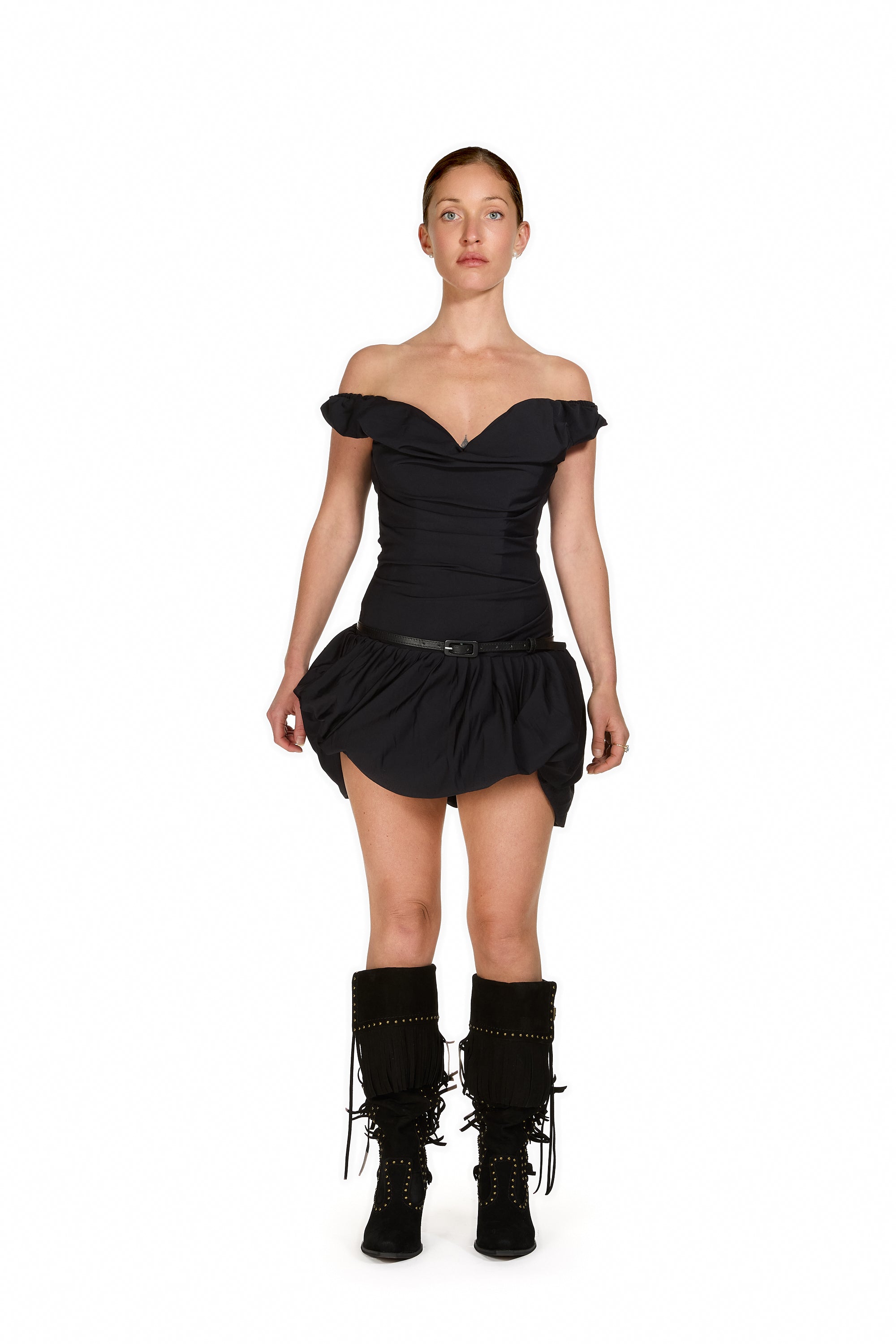 Bubble Boned Corset Drape Dress