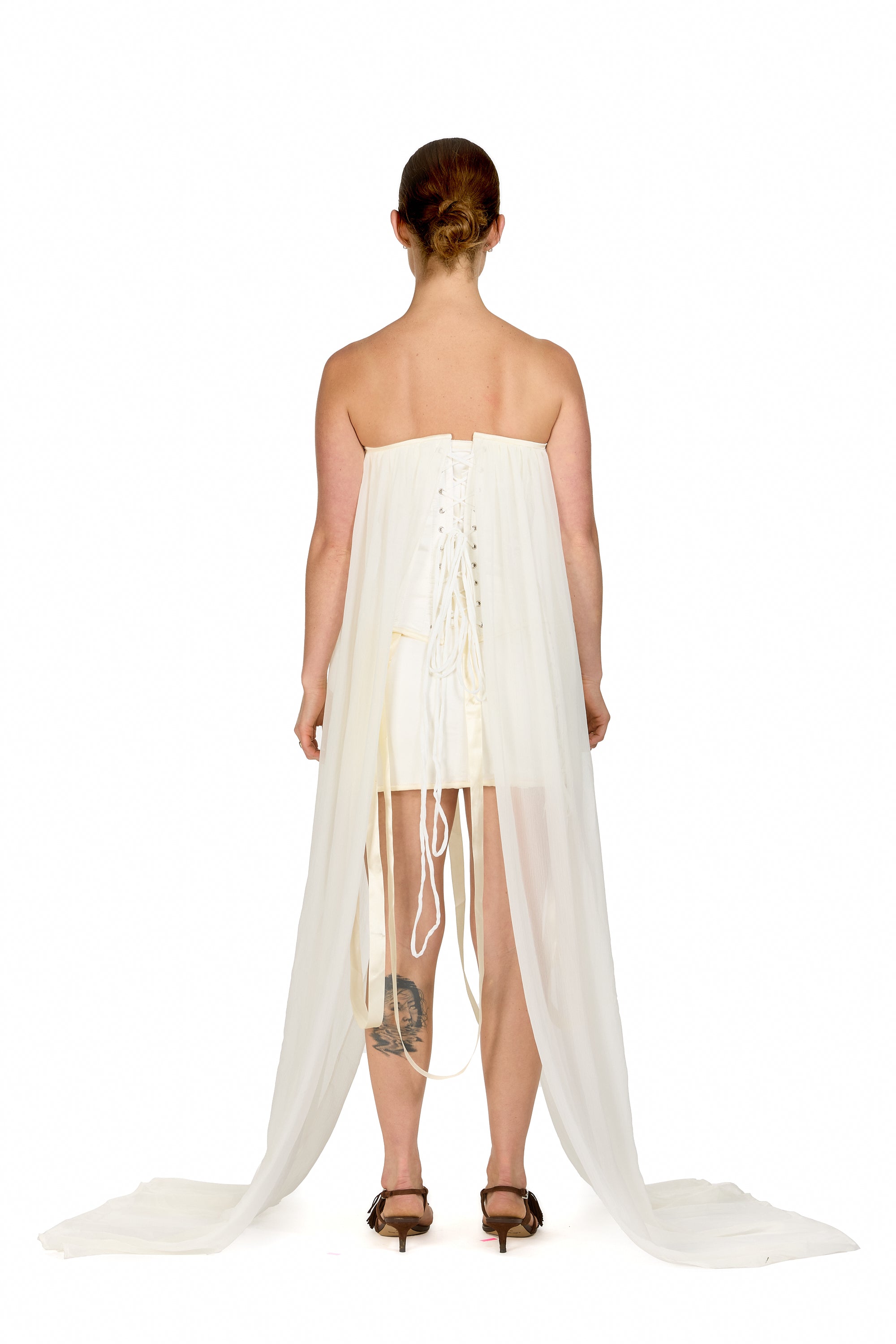 Silk Buckle Lace Up Mini-Skirt