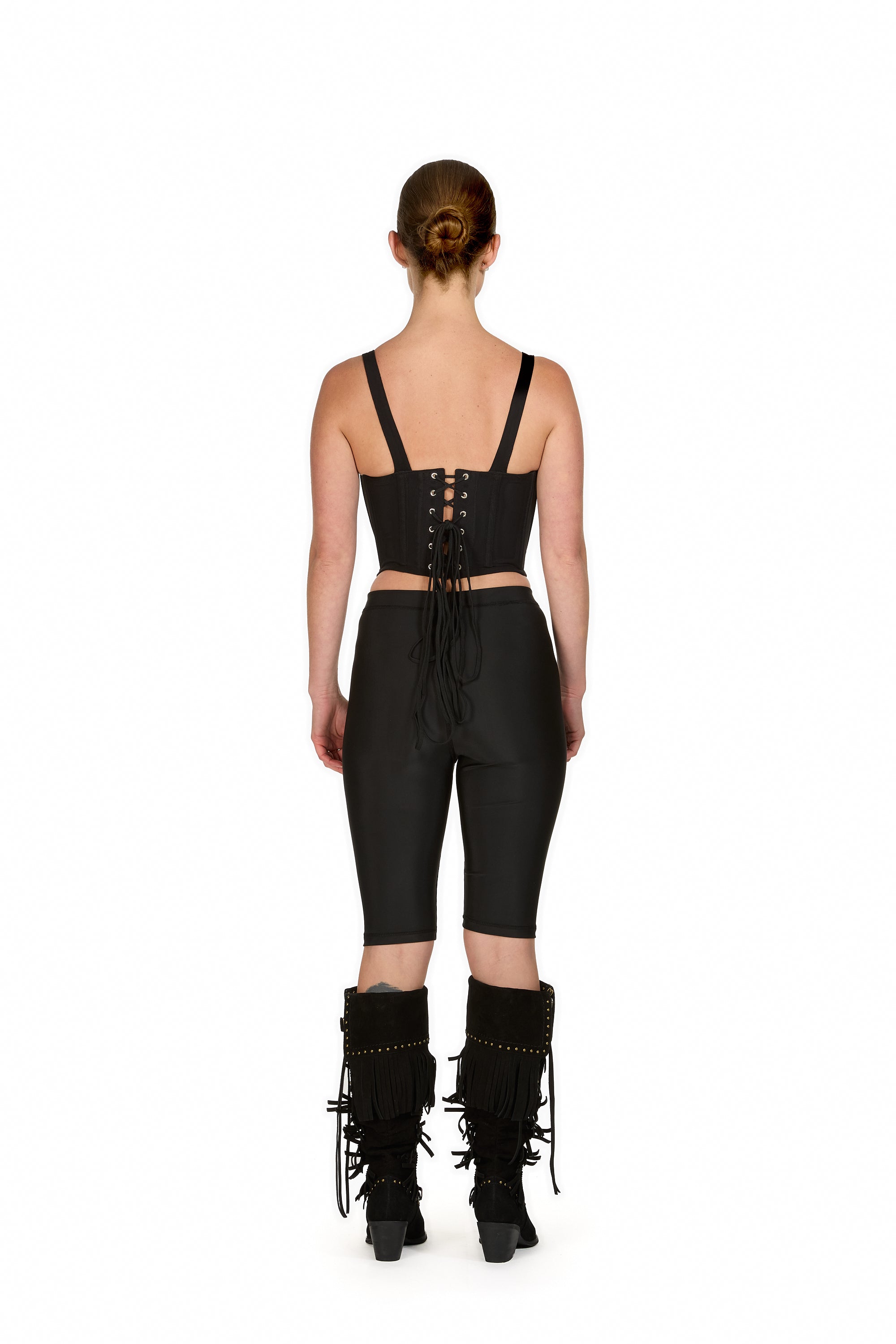 Rose-Trim Lycra Capri Pants