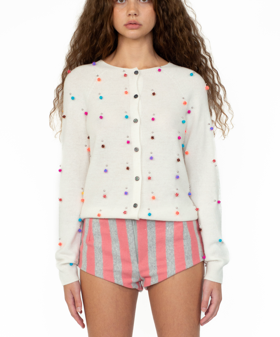 Spike Piercing Cashmere Cardigan