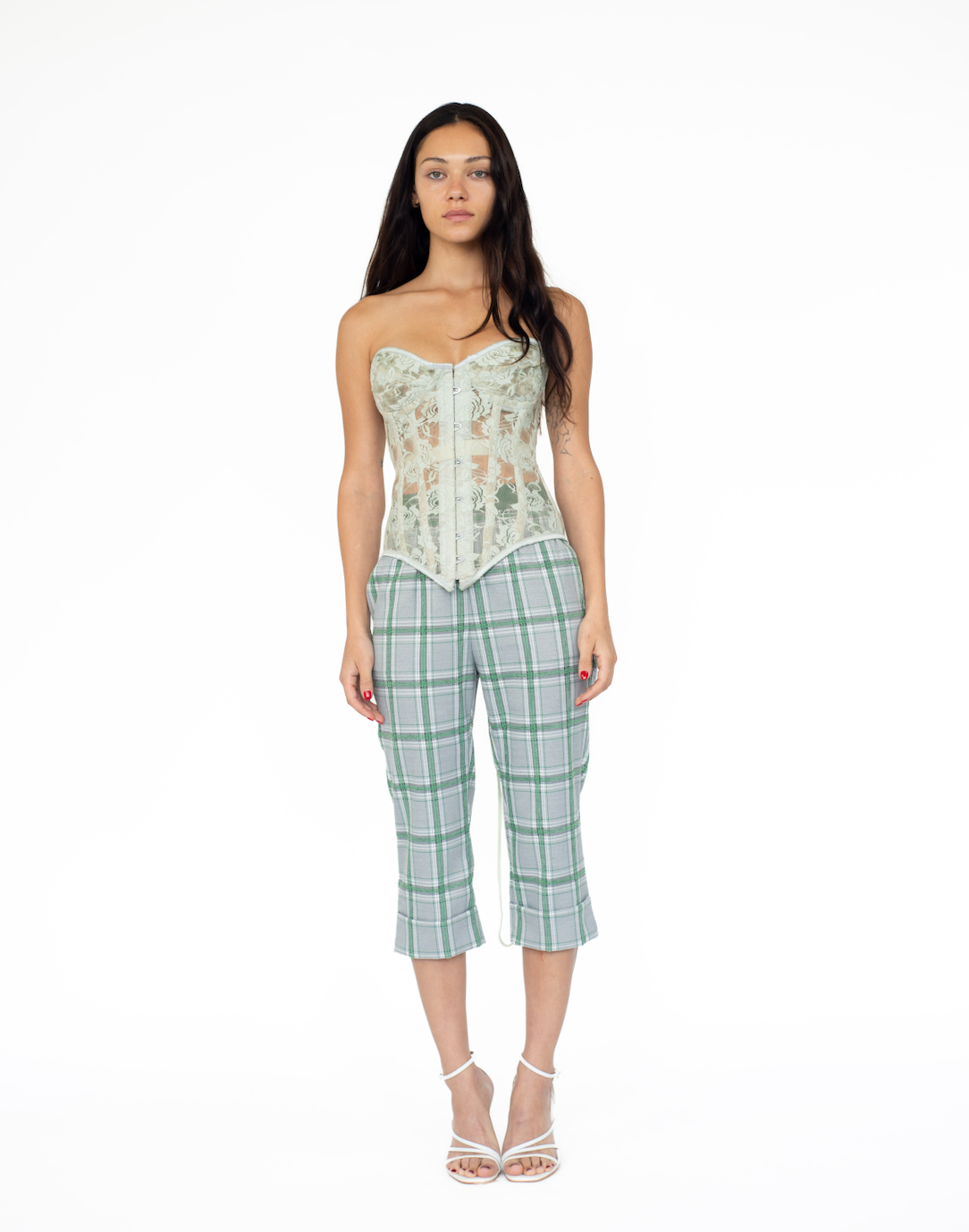 Plaid Cotton Capri Trousers