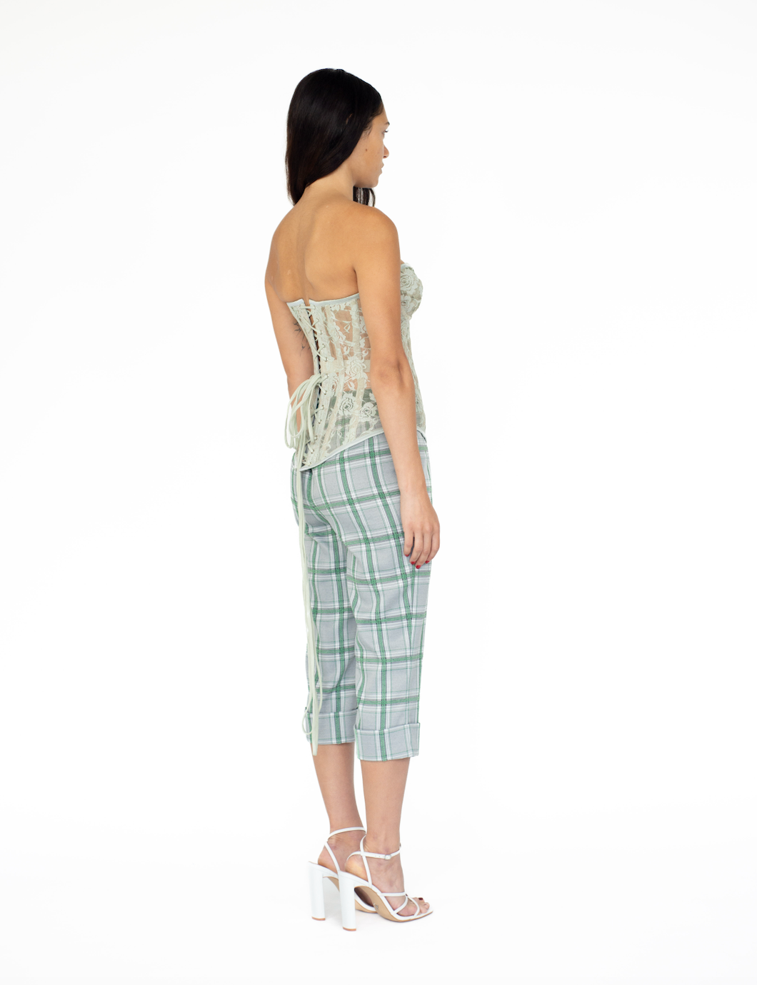 Plaid Cotton Capri Trousers
