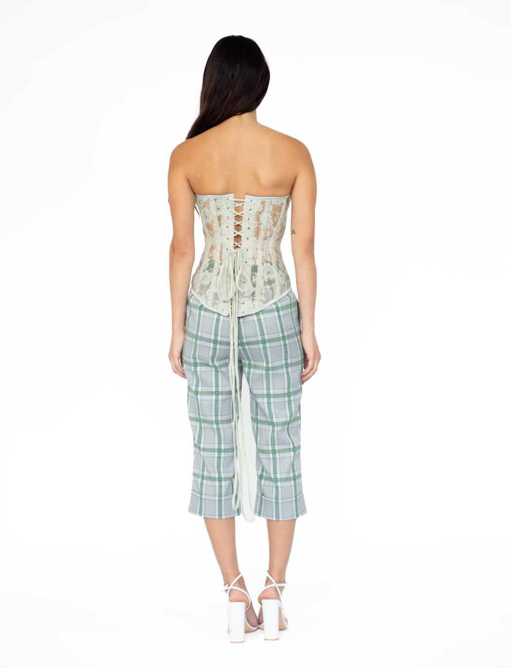 Plaid Cotton Capri Trousers