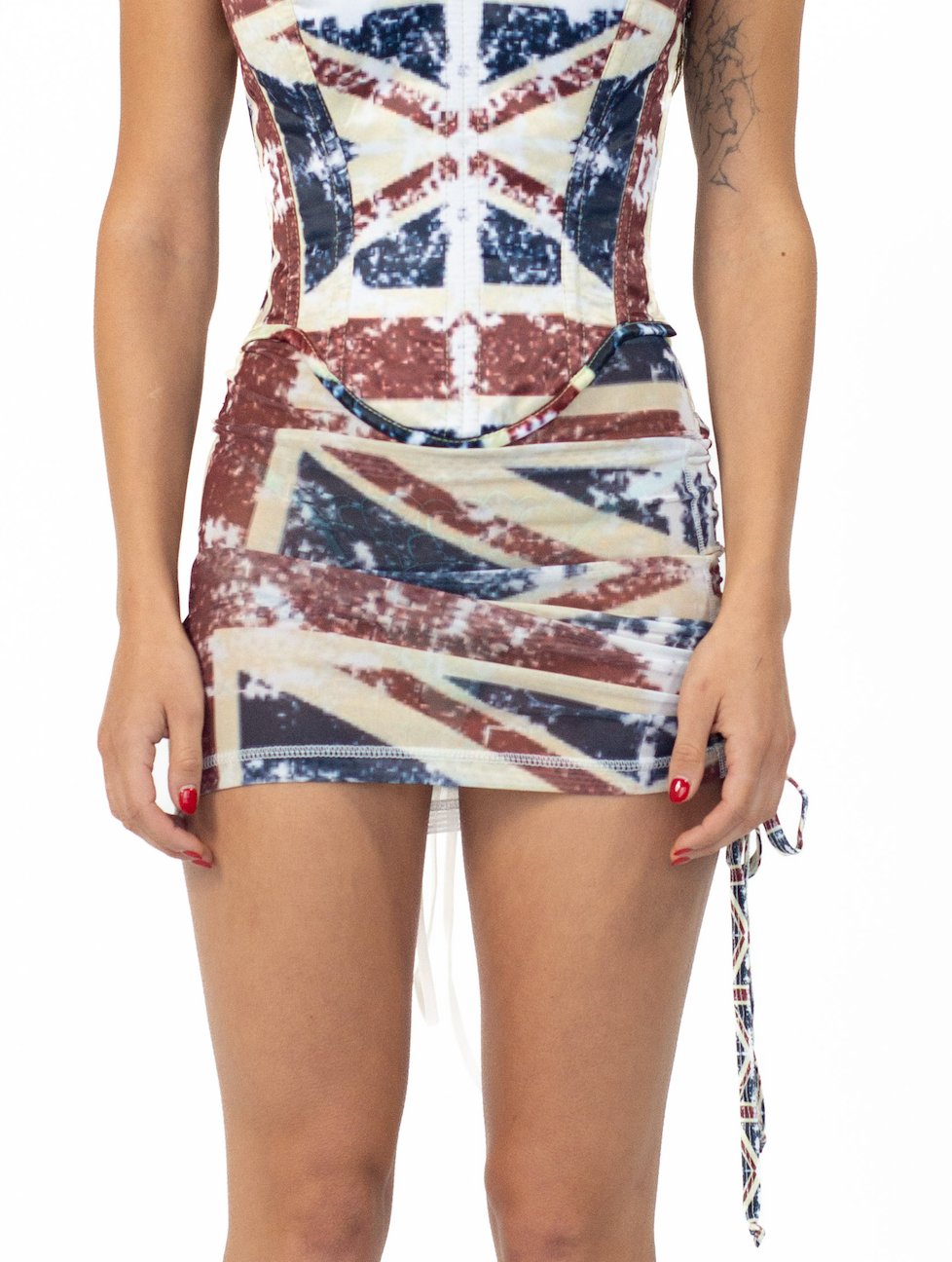 Union Jack Print Ruched Skirt