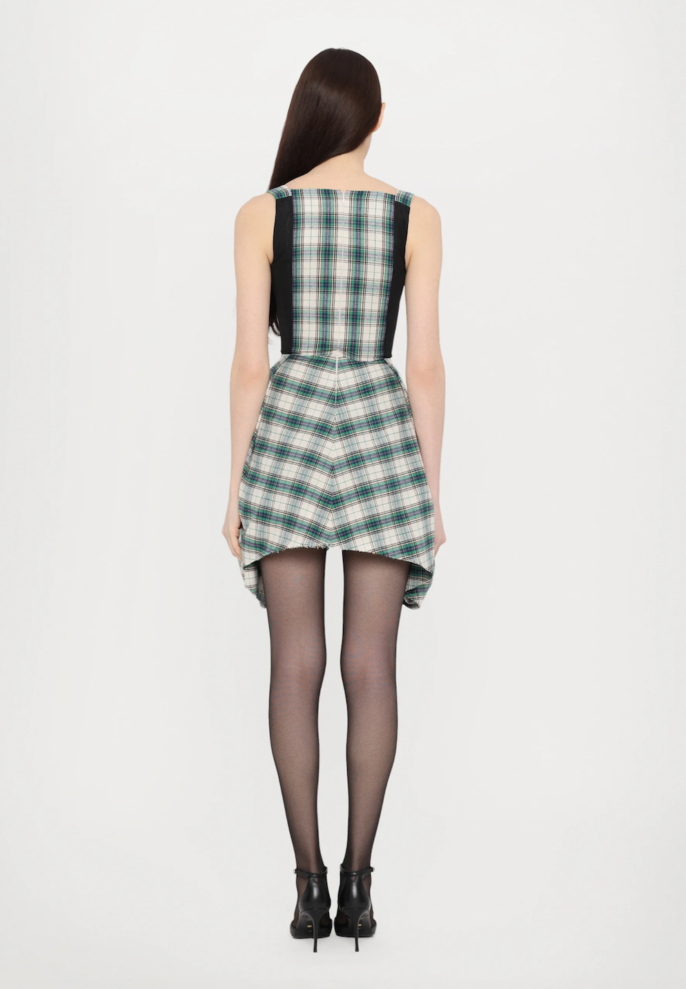 Draped Plaid In-Built Corset Dress