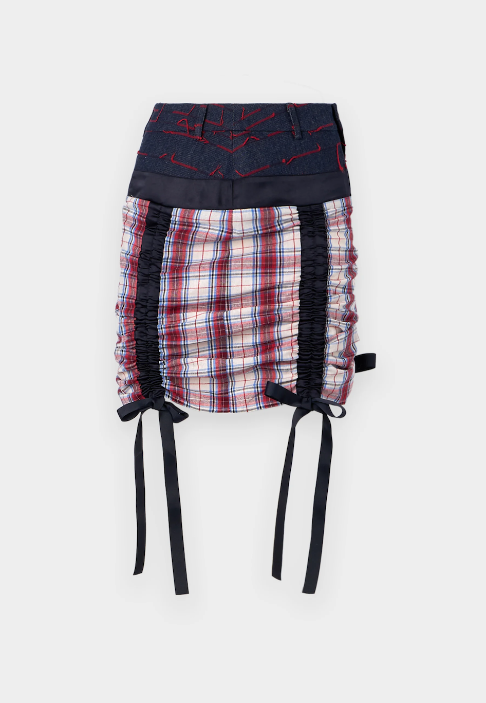Tartan Ruched Adjustable Skirt