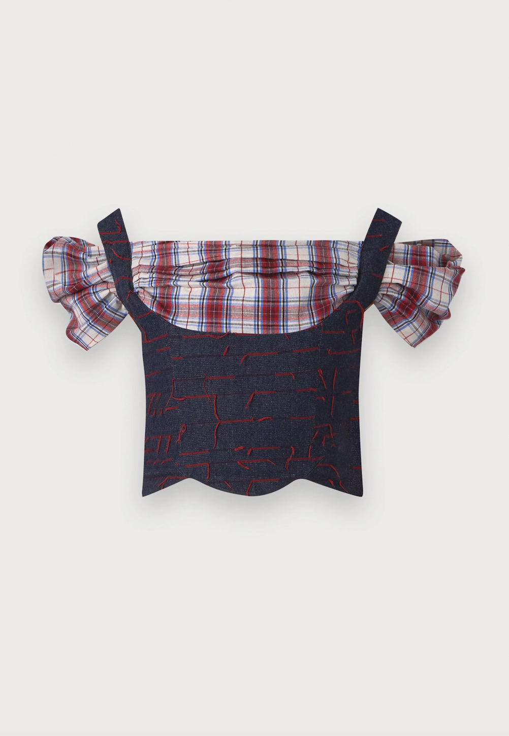 Tartan Cropped Milkmaid Top
