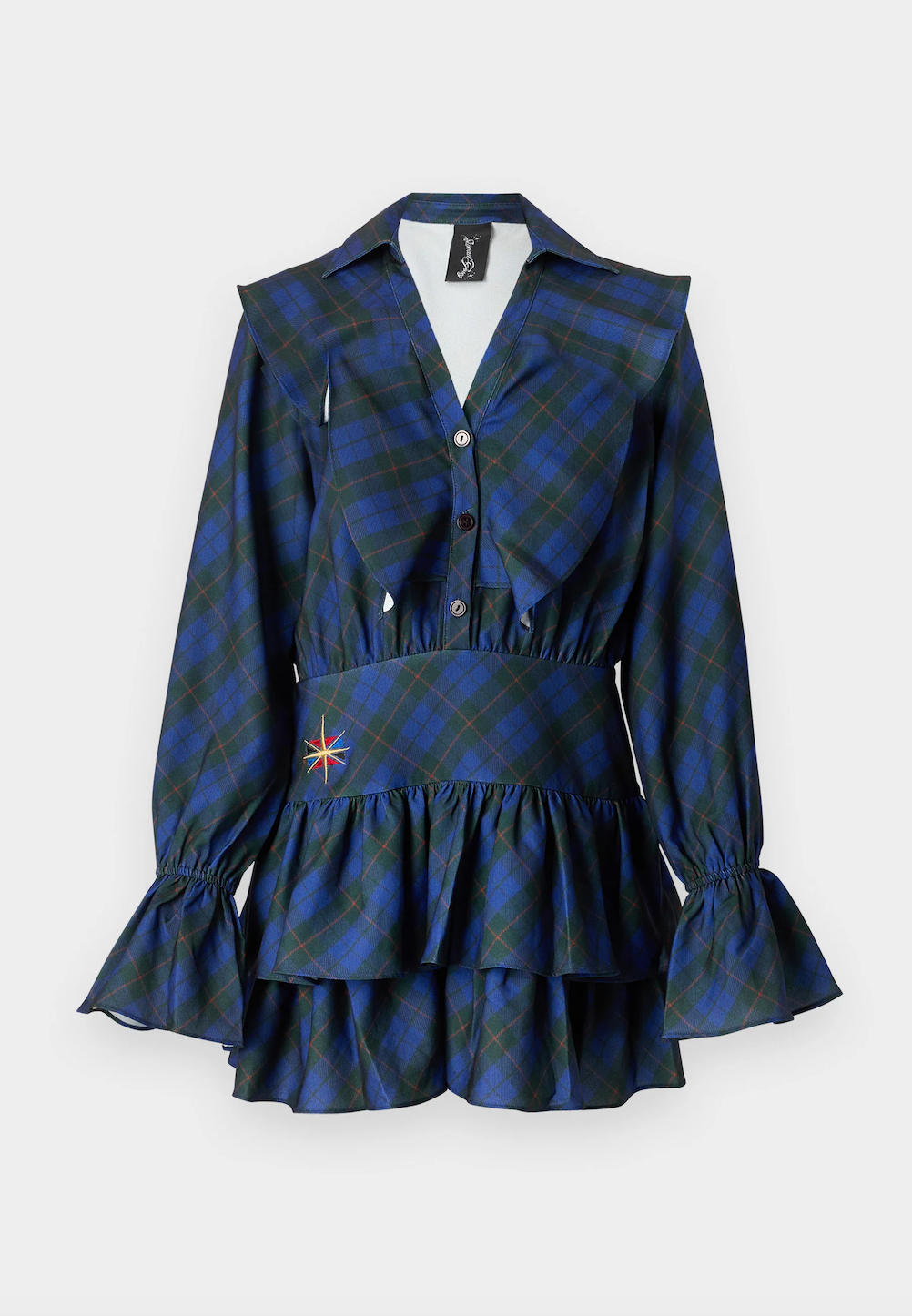 Tartan printed Ruffle mini-dress