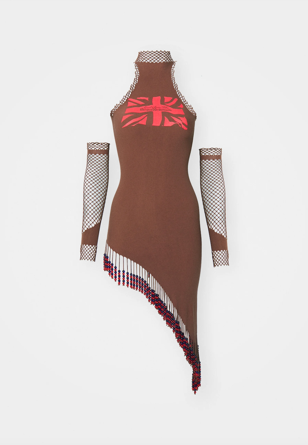 Distressed Union-Jack Beaded Dress with Gloves