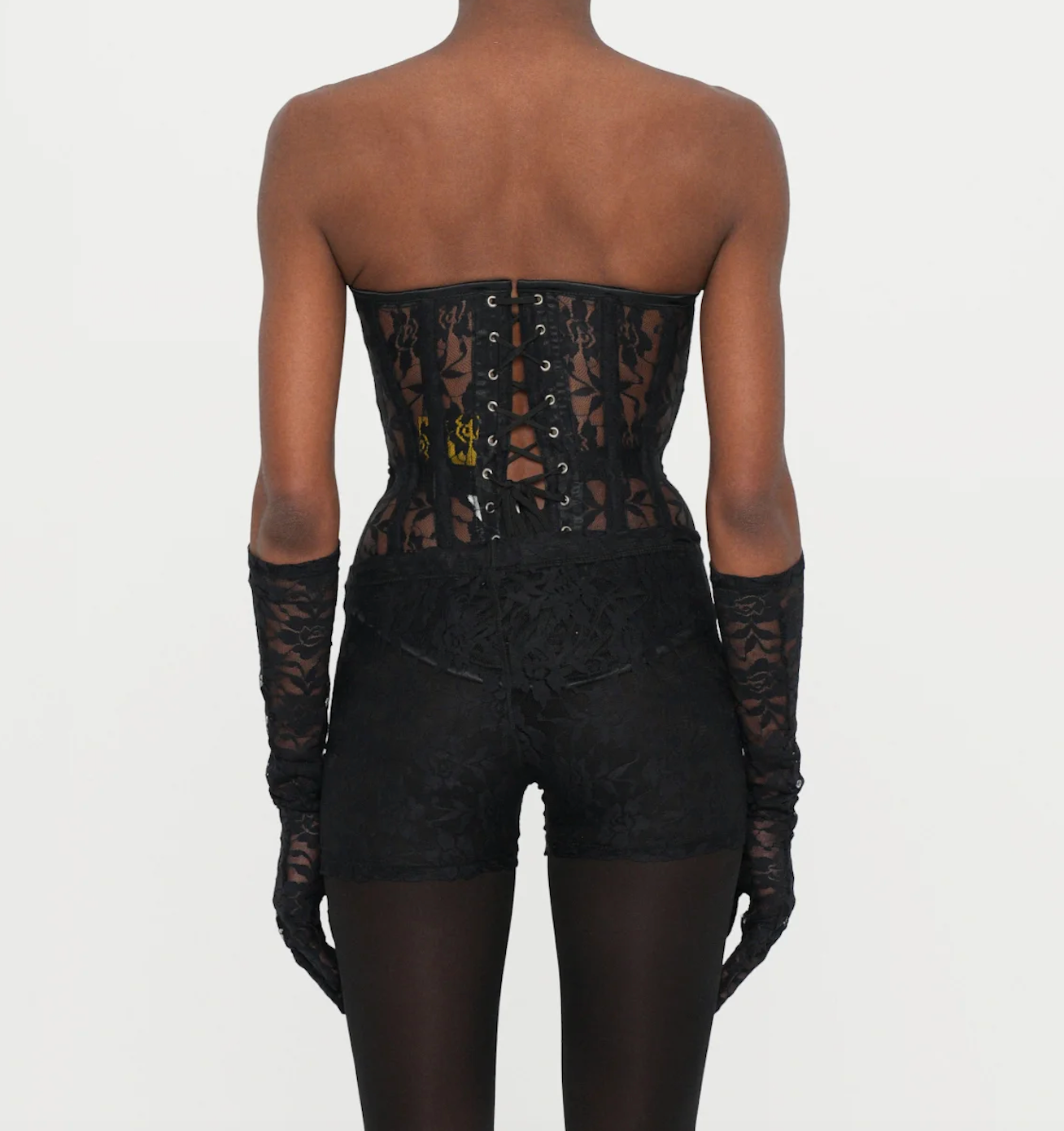 Black Rose Lace Corset with Gloves