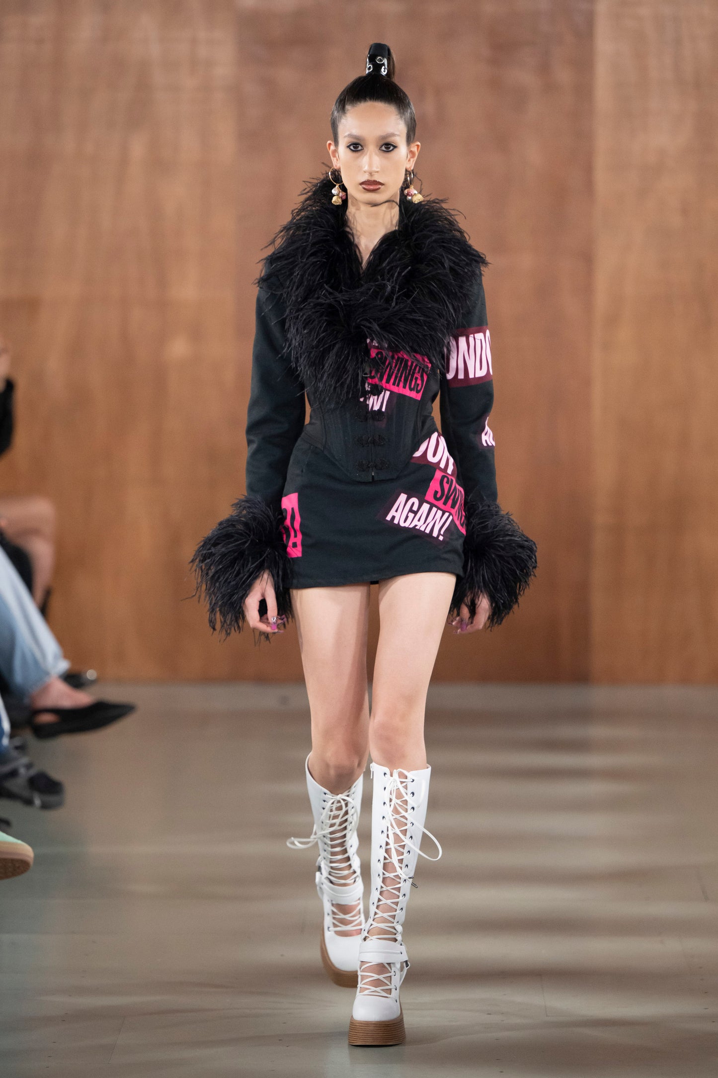 Corset Jacket with Feather Trim