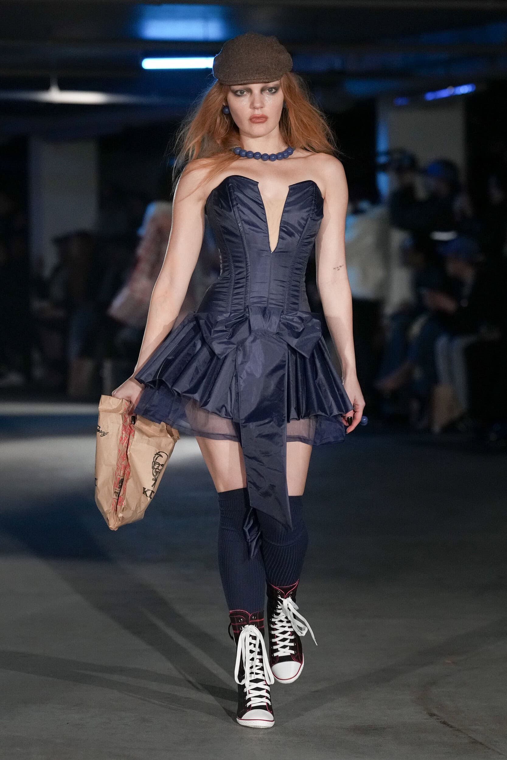 Taffeta Corset Bow front Mini-Dress