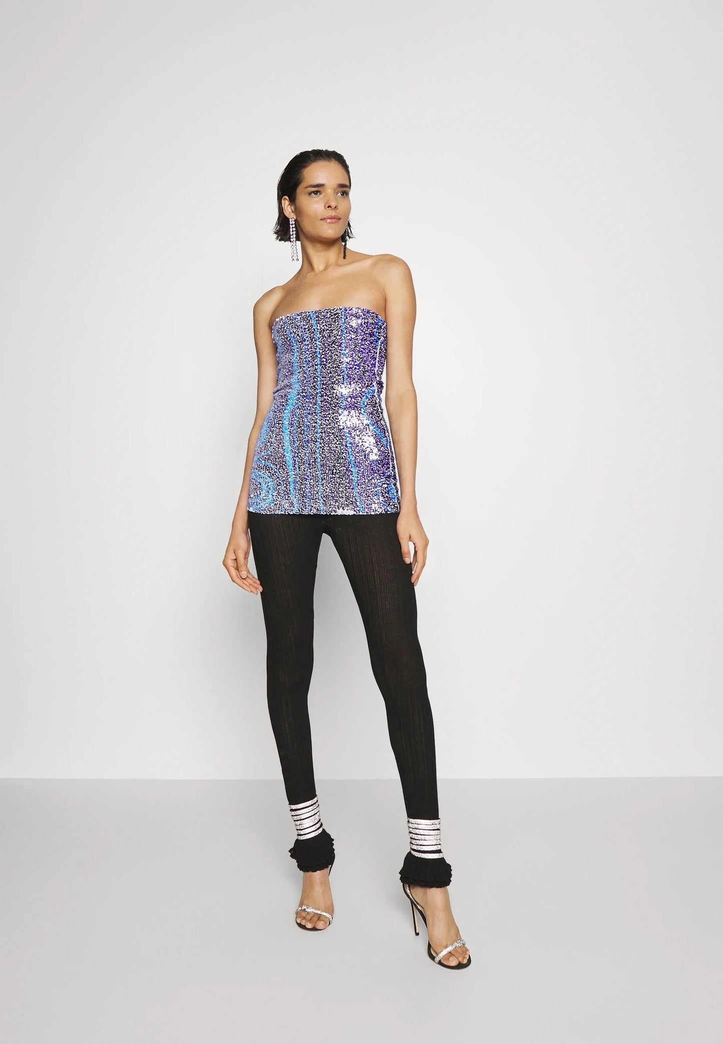 Swirl Printed Stretch Sequin Boob-Tube/ Mini-Dress