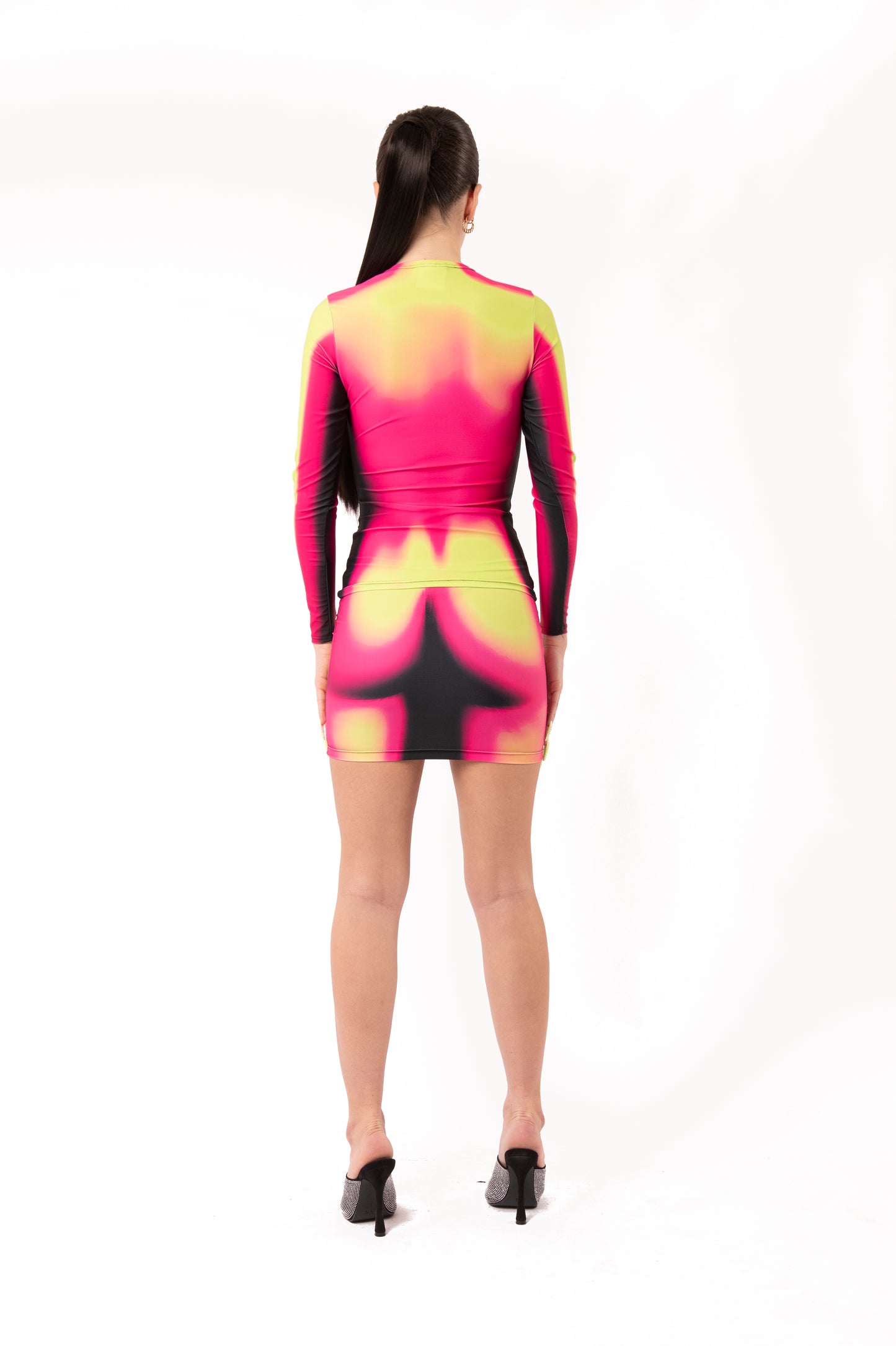 DIGITALLY PRINTED BODY SCANNING LONG SLEEVE TOP