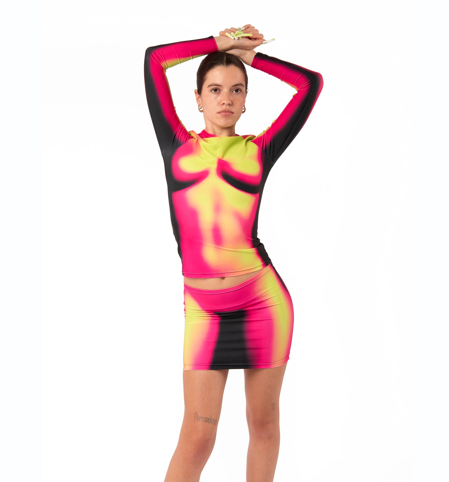 DIGITALLY PRINTED BODY SCANNING LONG SLEEVE TOP