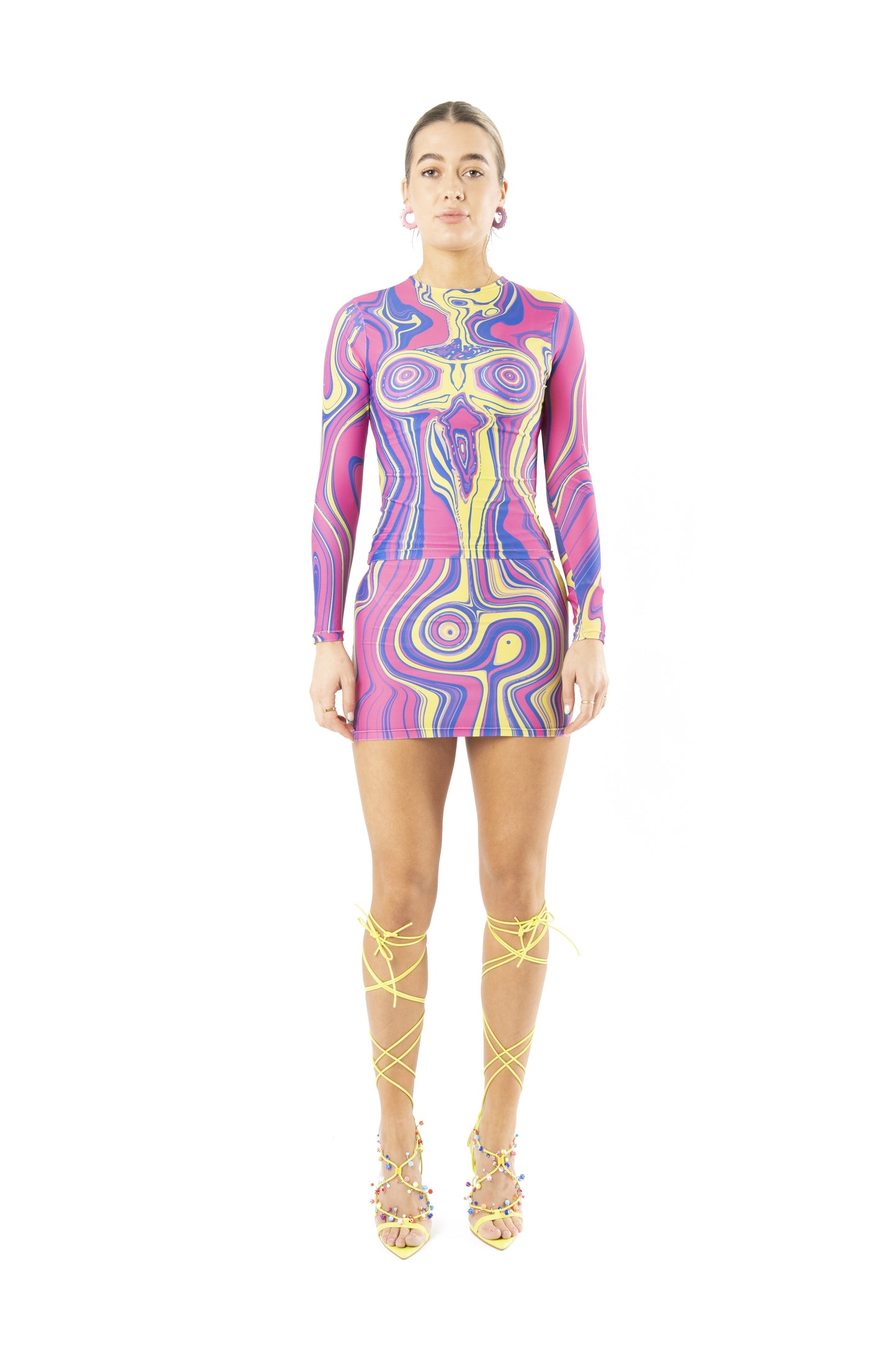 Agate Curve Enhancing Digital-Print Top