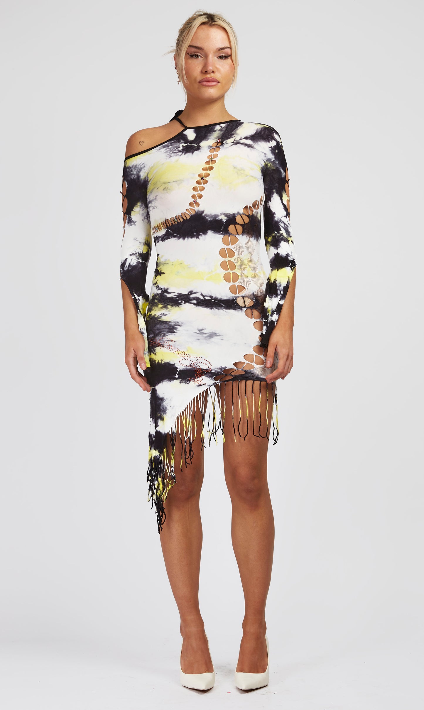 Seamless Fringe Hem Dress in Tie-Dye