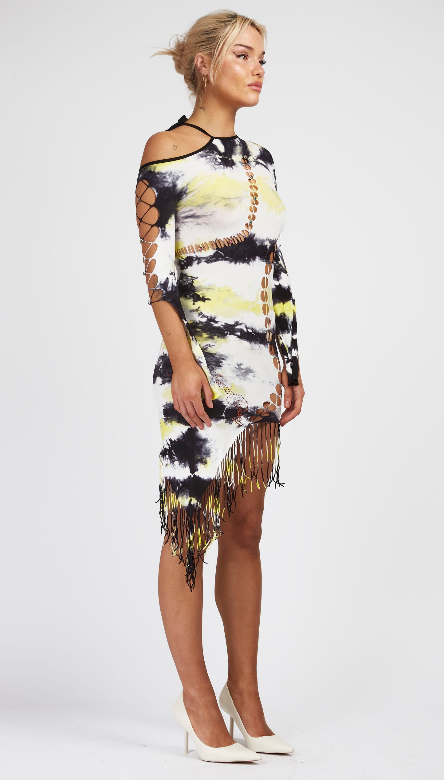 Seamless Fringe Hem Dress in Tie-Dye