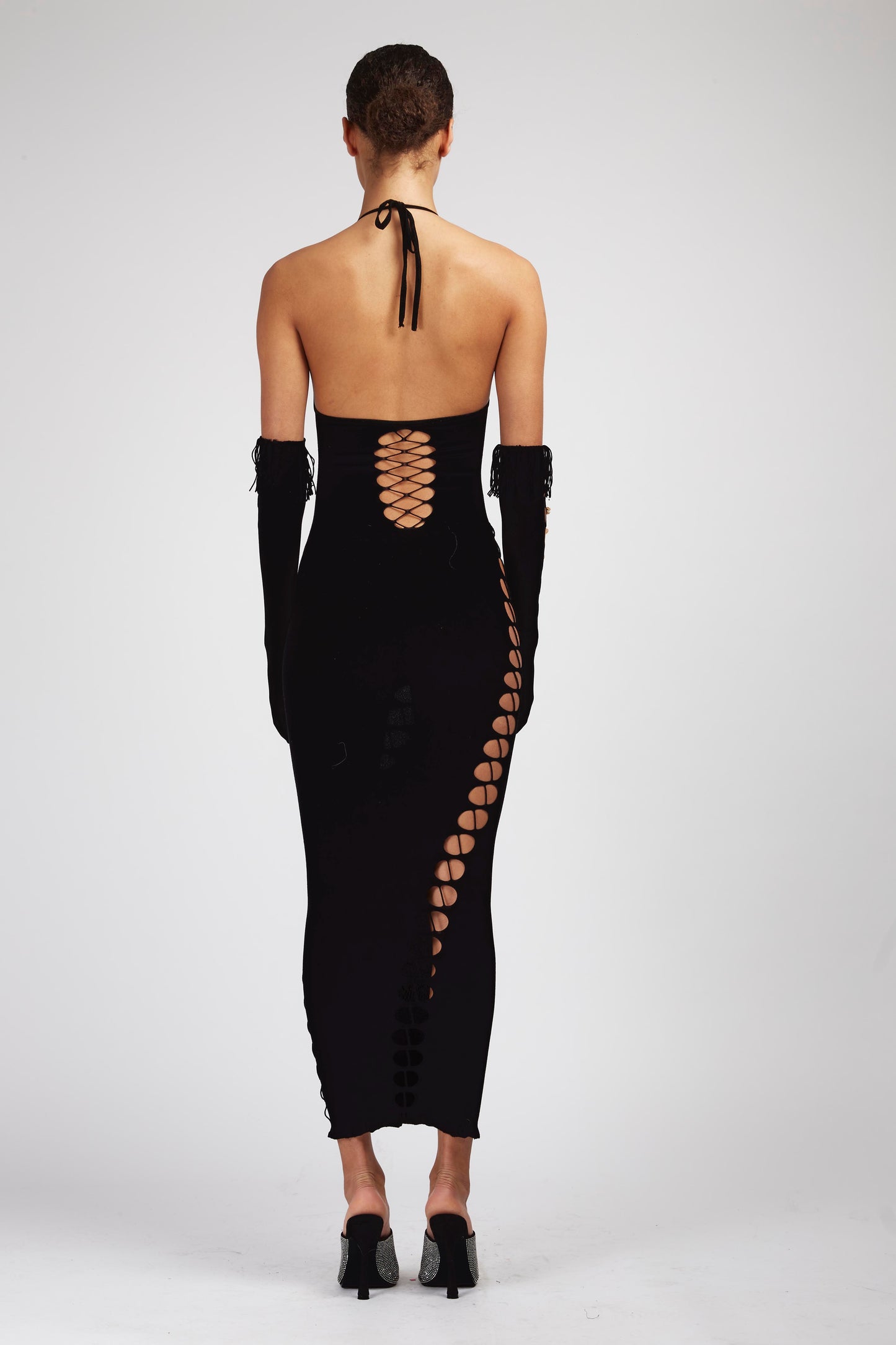 Seamless Maxi Dress with Tassel Gloves