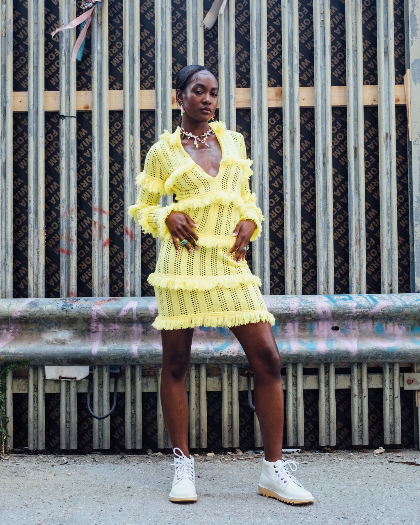 SG X SELFRIDGES- Hole Knitted dress with Zip-Up Front