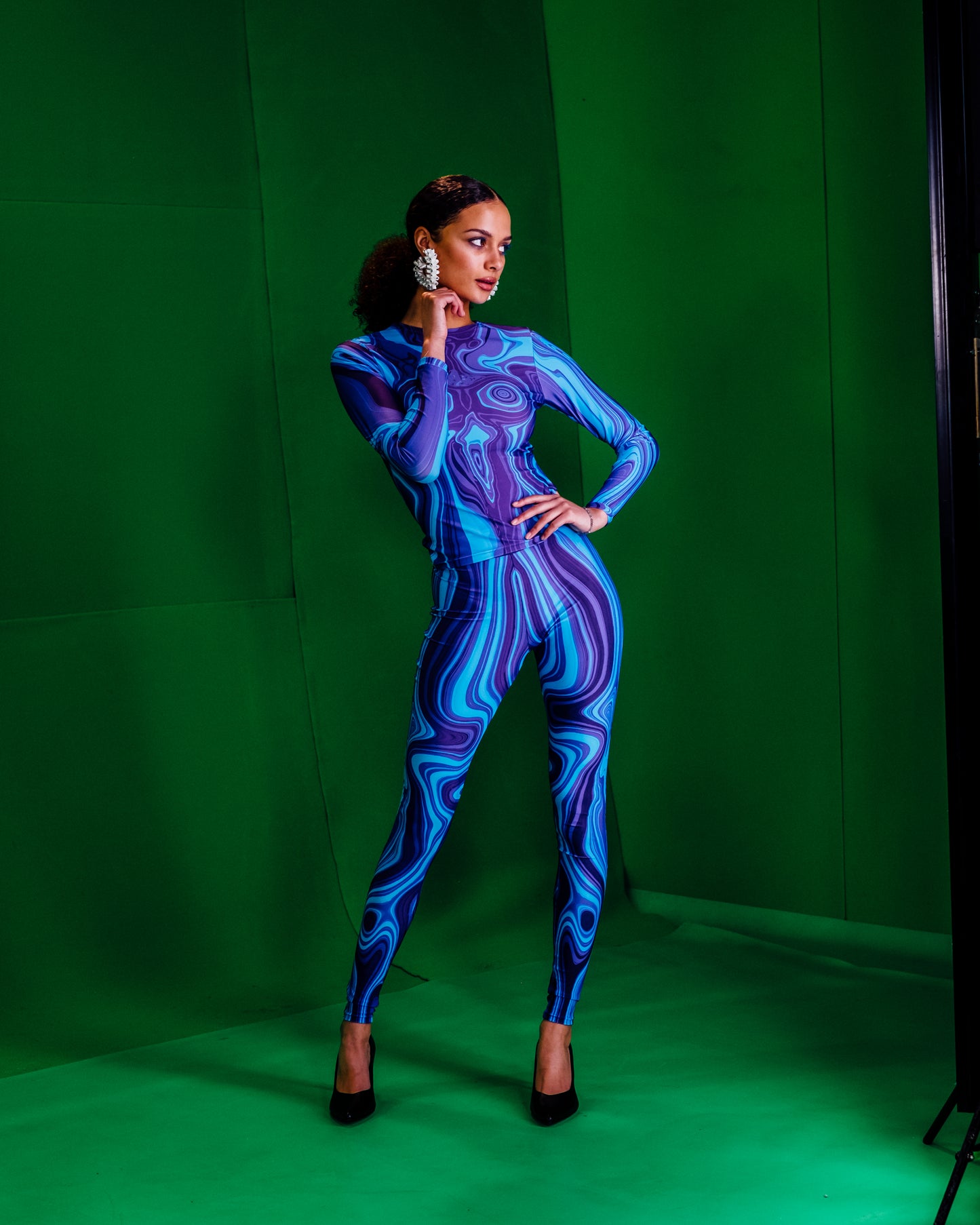 Agate Curve Enhancing Digital-Print Top