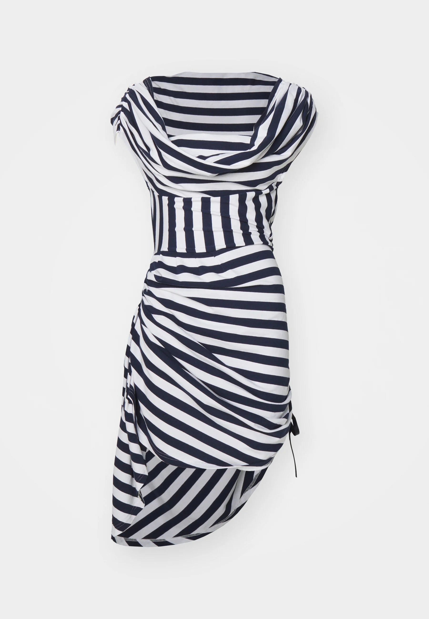 Hacienda Stripe Asymmetric Draped Dress