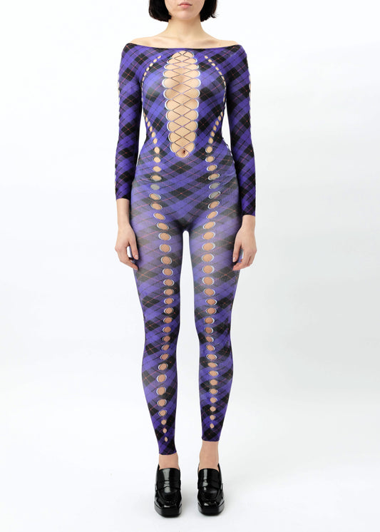 Printed Argyle cut-out jumpsuit