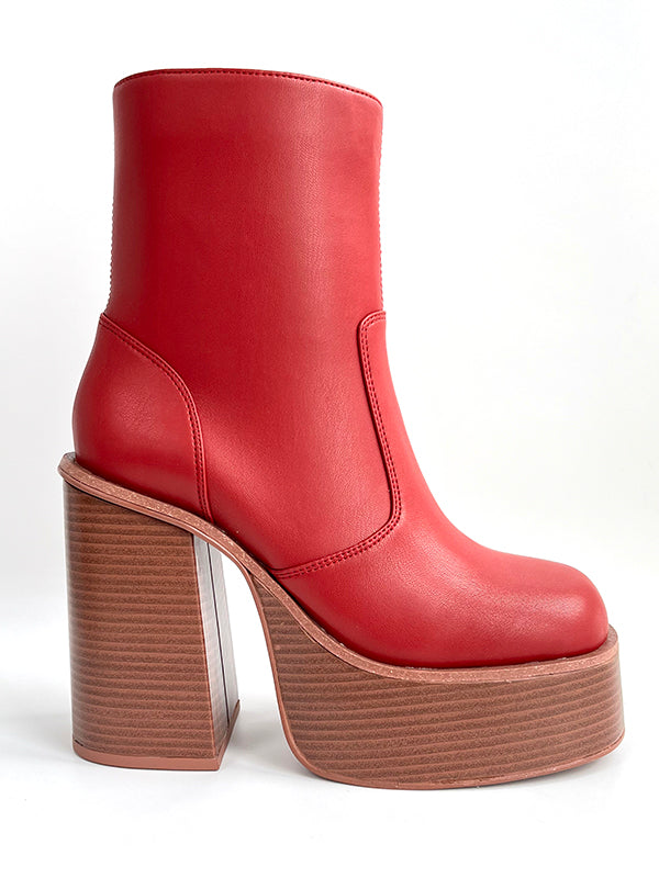 Red Platform Bootie