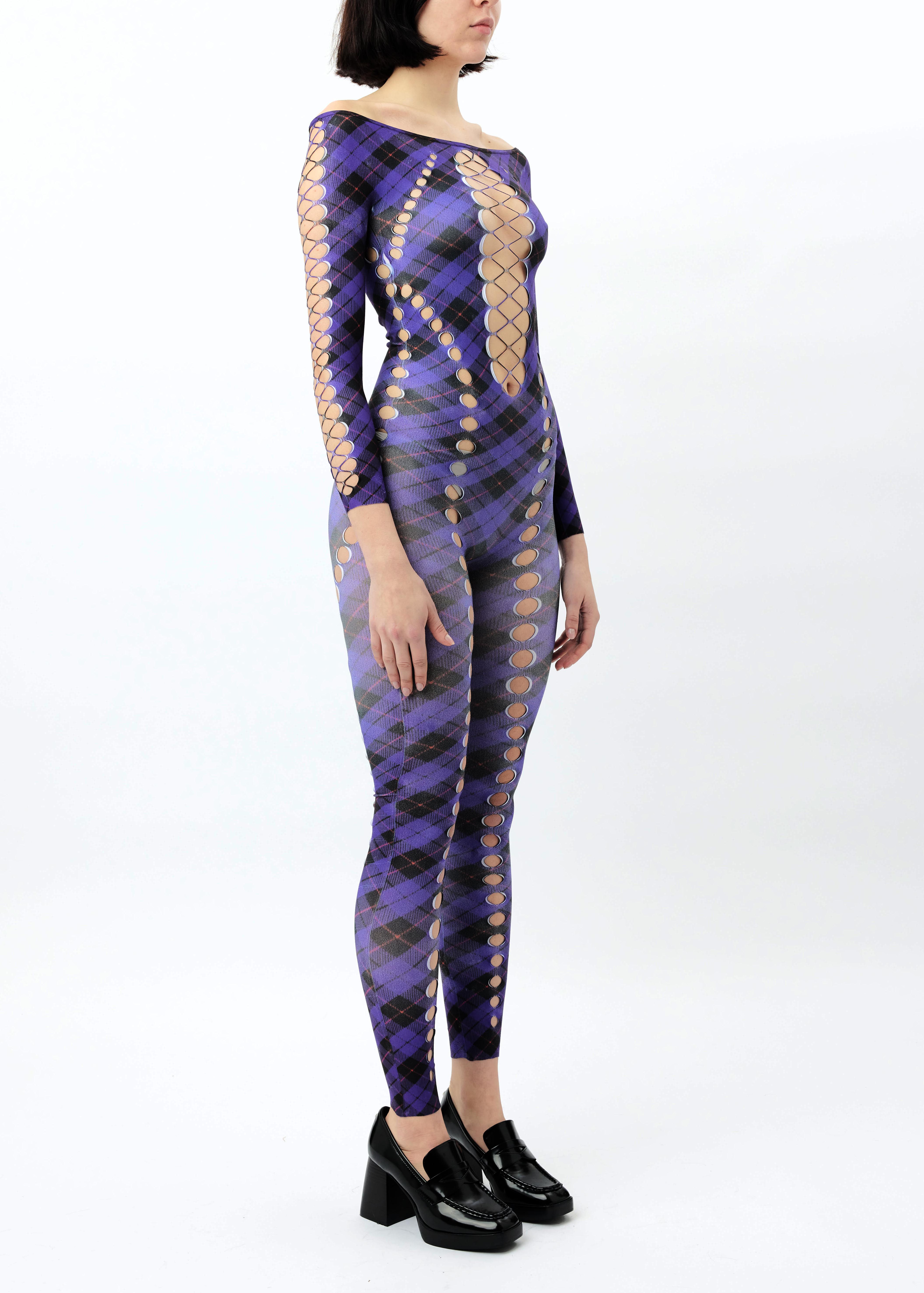 Printed Argyle cut-out jumpsuit