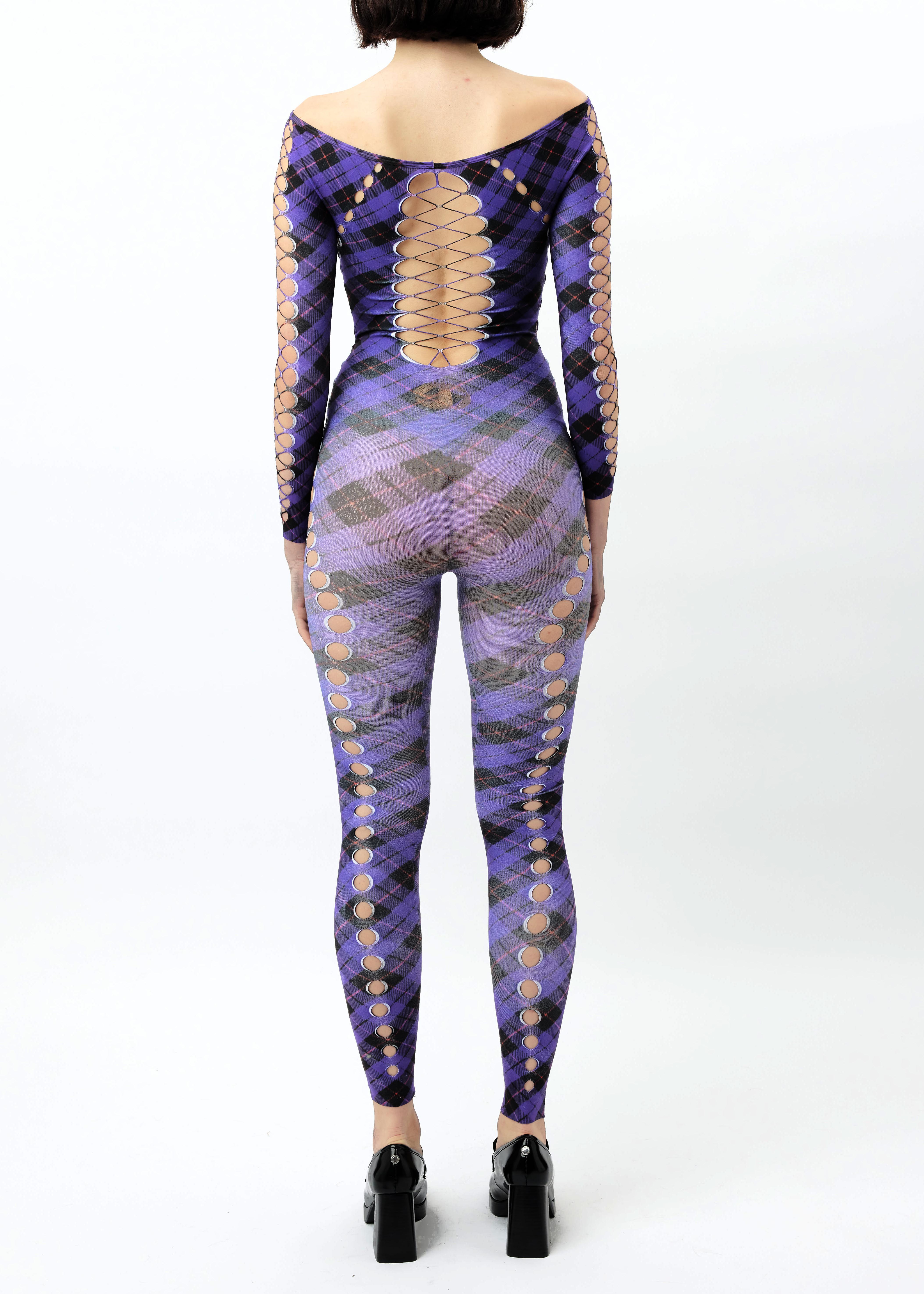 Printed Argyle cut-out jumpsuit