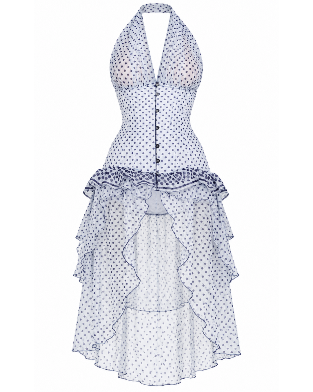 Chiffon Halter-Neck Corset High-Low Dress