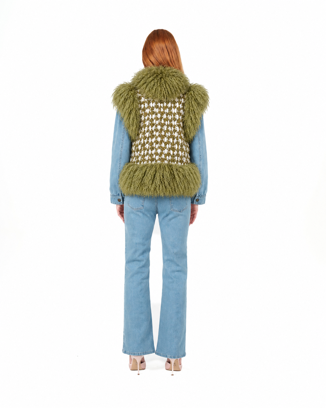Mongolian Trim Wool Gilet- Avocado, image 6 of 6
