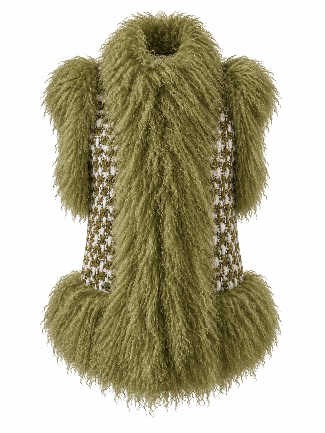 Mongolian Trim Wool Gilet- Avocado, image 1 of 6
