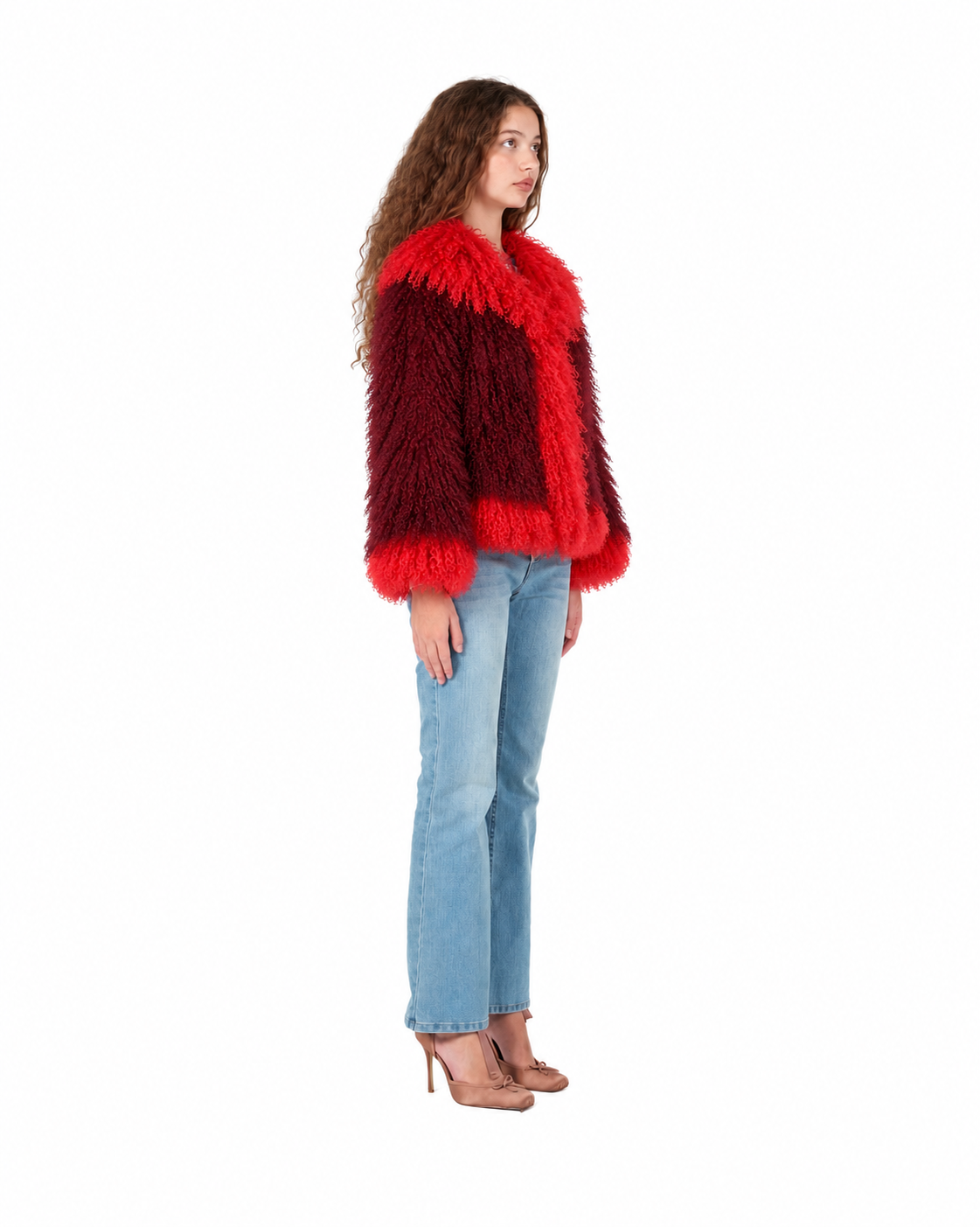 Two Tone Mongolian Fur Coat, image 5 of 6