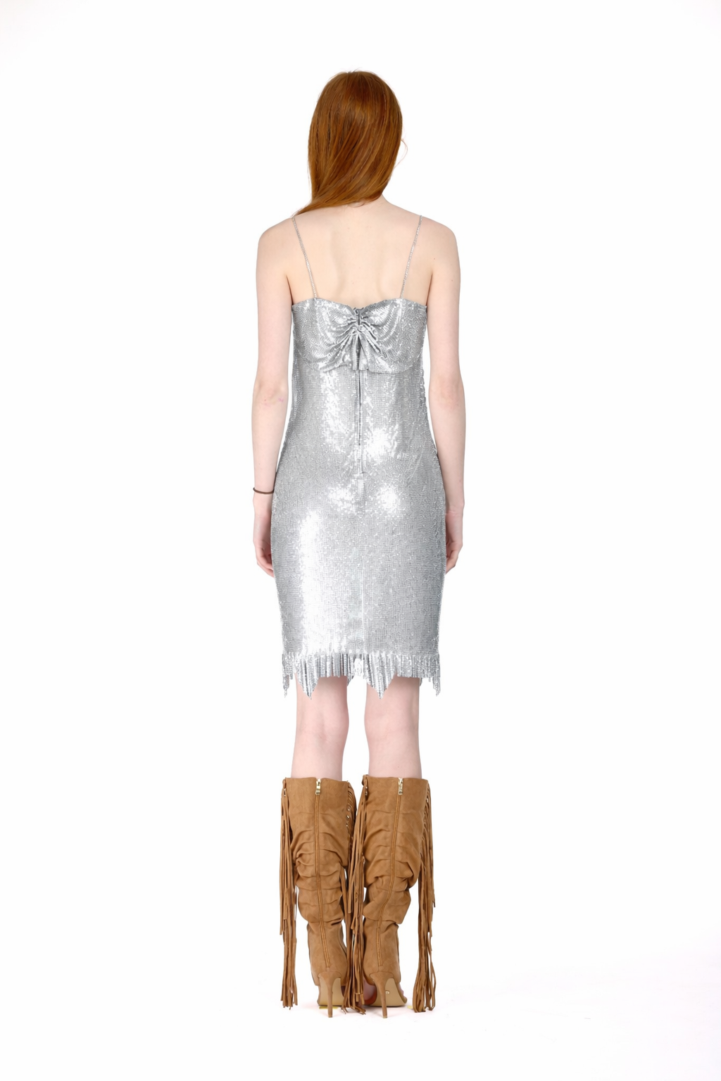 Chainmail Cowl Neck Dress - Silver