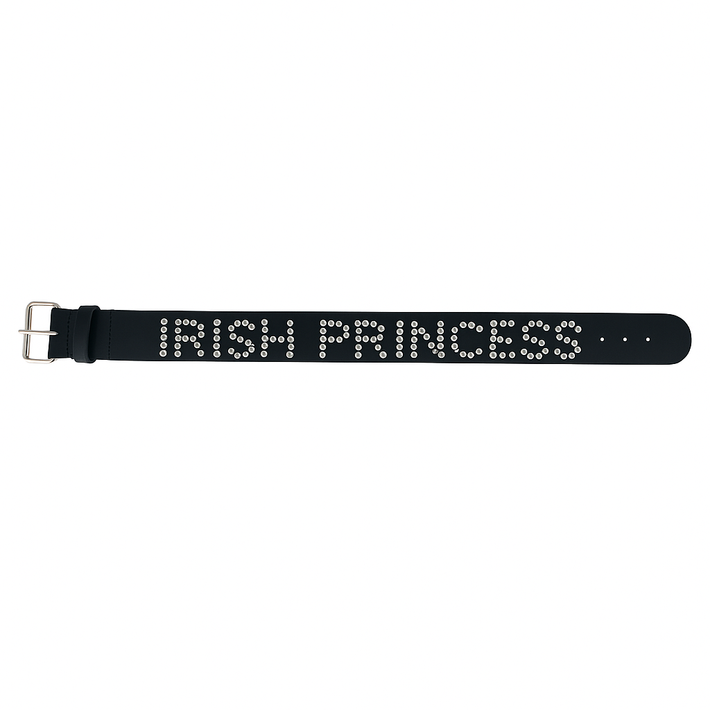 Word Studded Leather Belt
