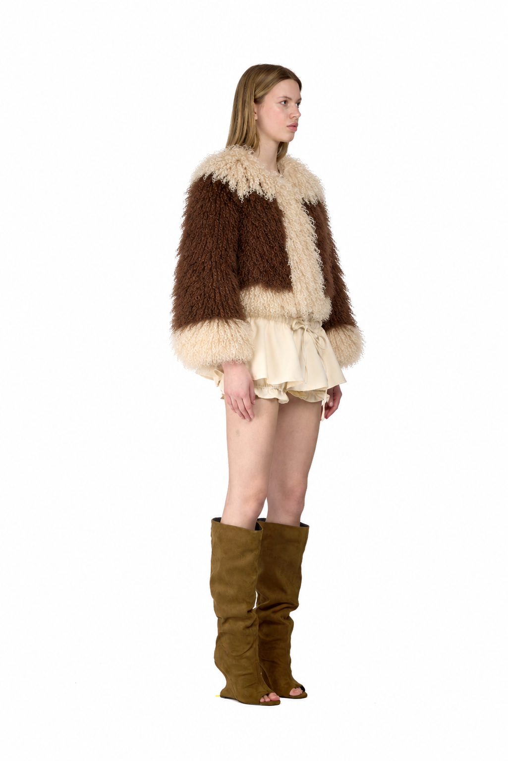 Two Tone Mongolian Fur Coat