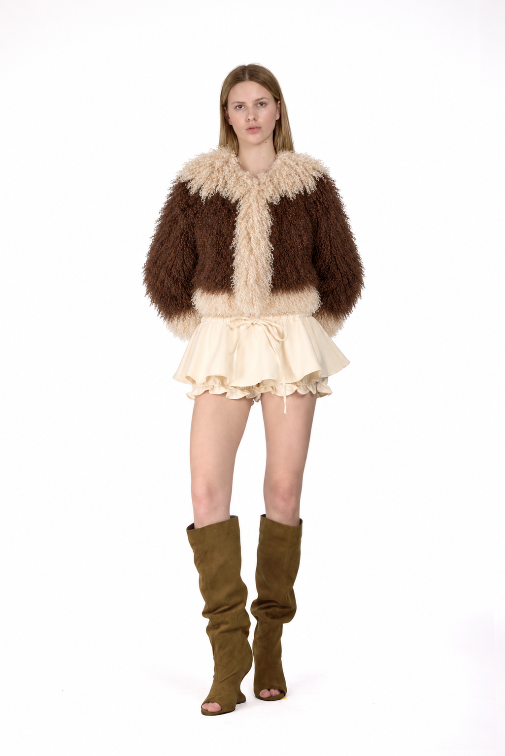 Two Tone Mongolian Fur Coat