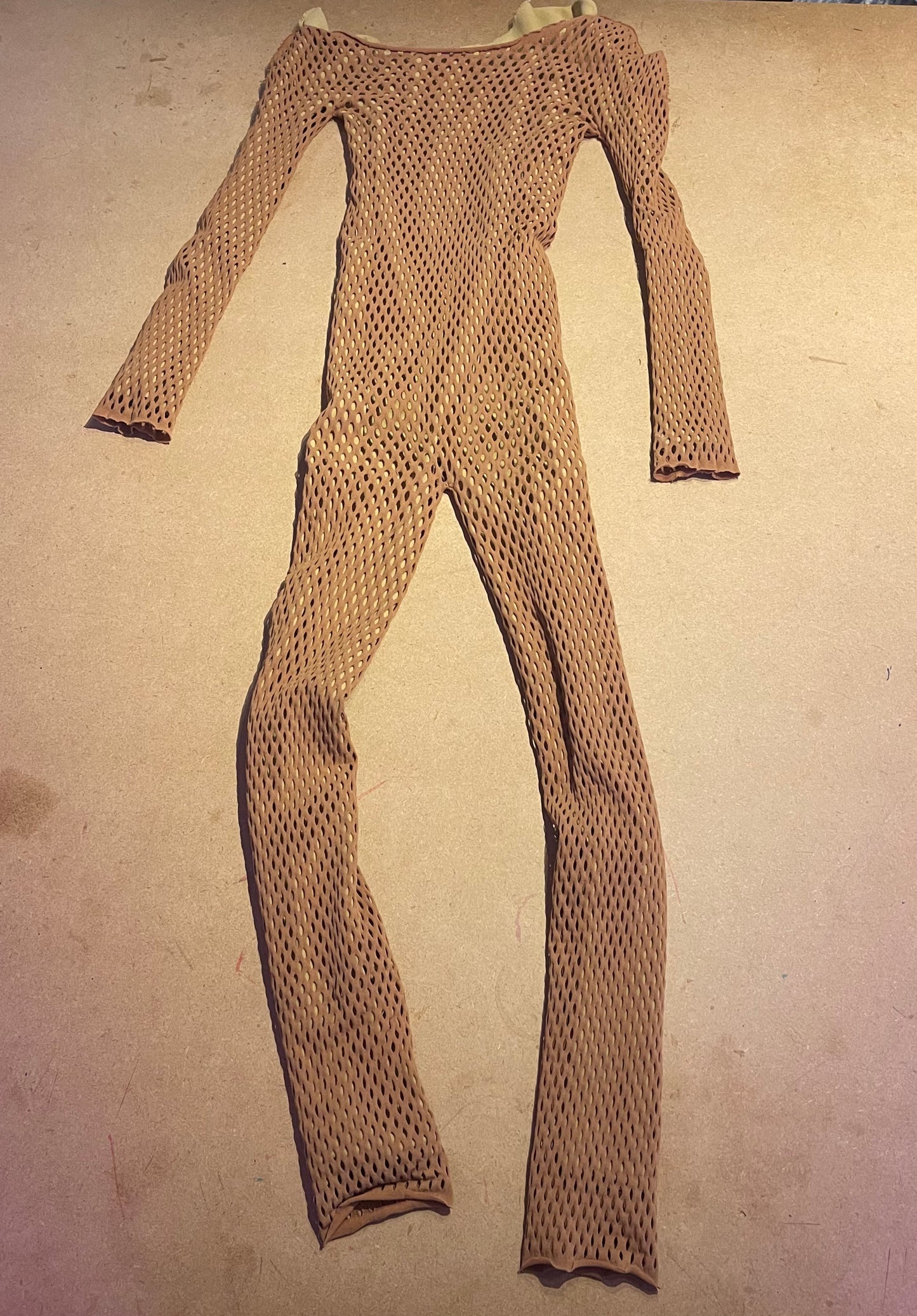 BROWN/NUDE LASER CUT OUT JUMPSUIT