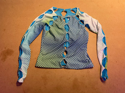 BLUE DTG CUT OUT TOP