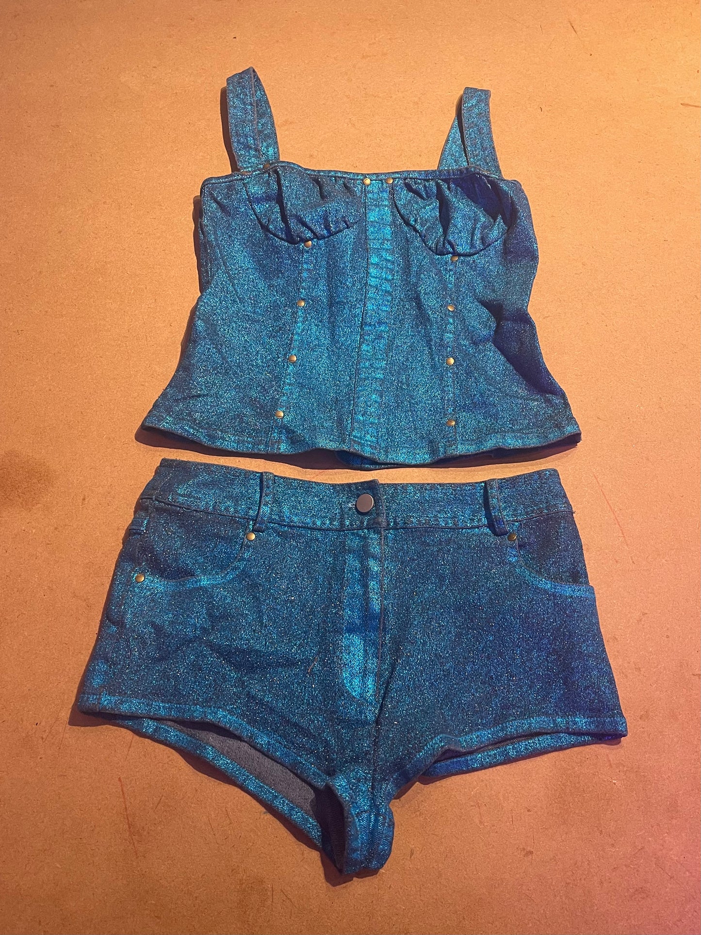 BLUE FOIL DENIM CO-ORD SET